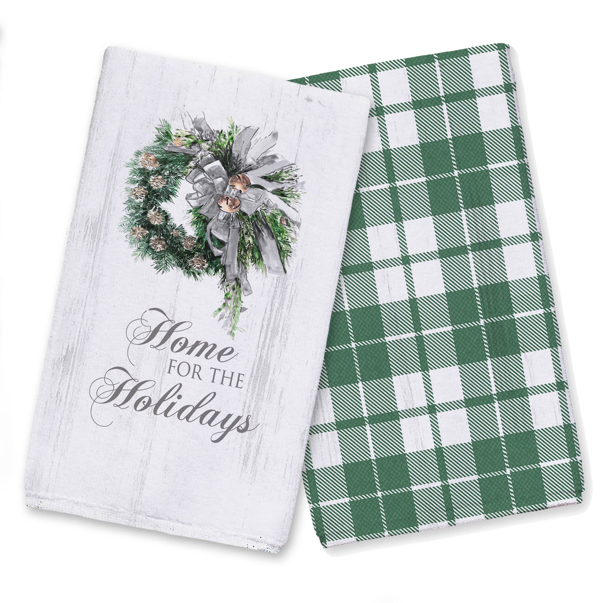 Watercolor Wreath Home for the Holidays Textiles Collection