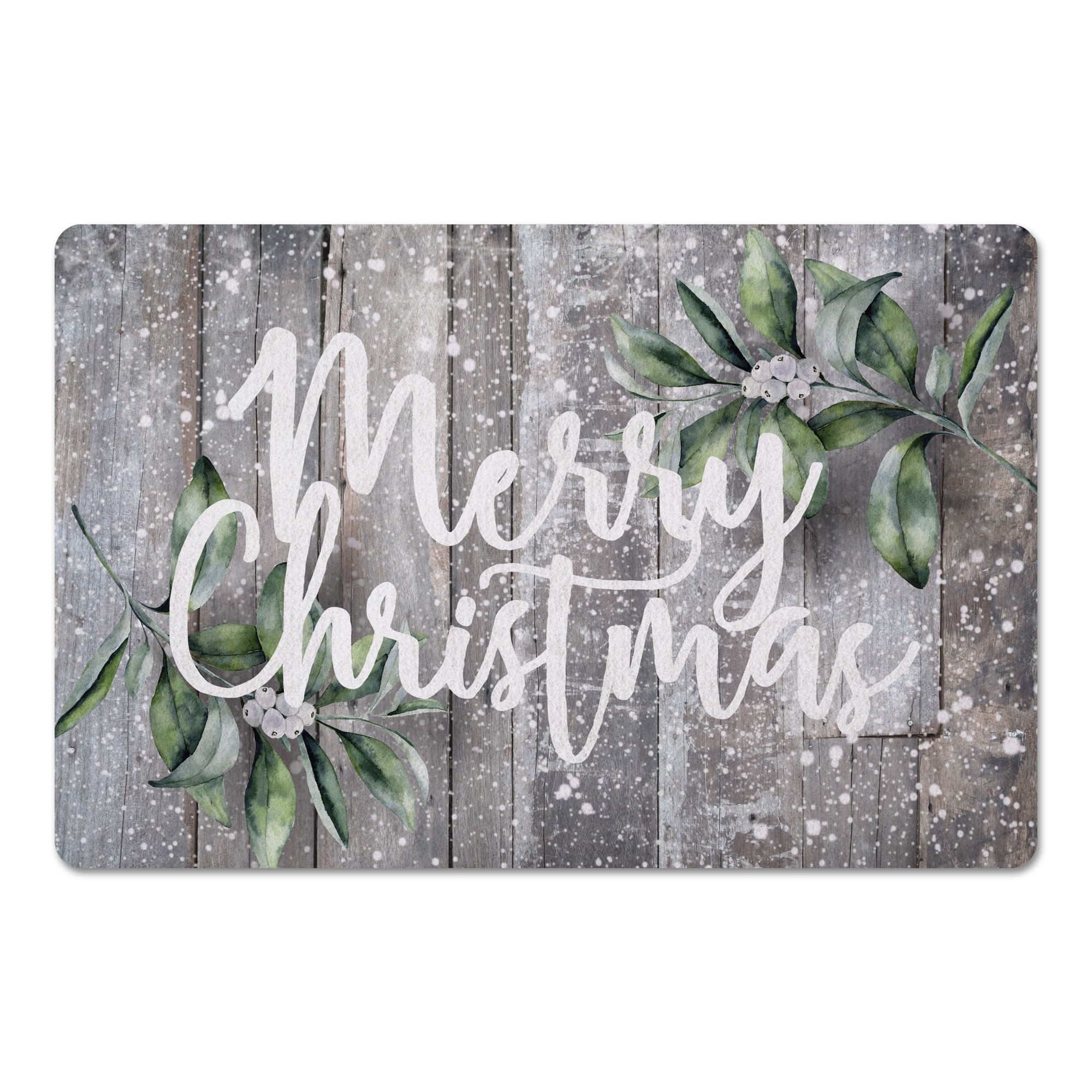 Merry Chistmas Aspen Wood 27x18 Floor Mat