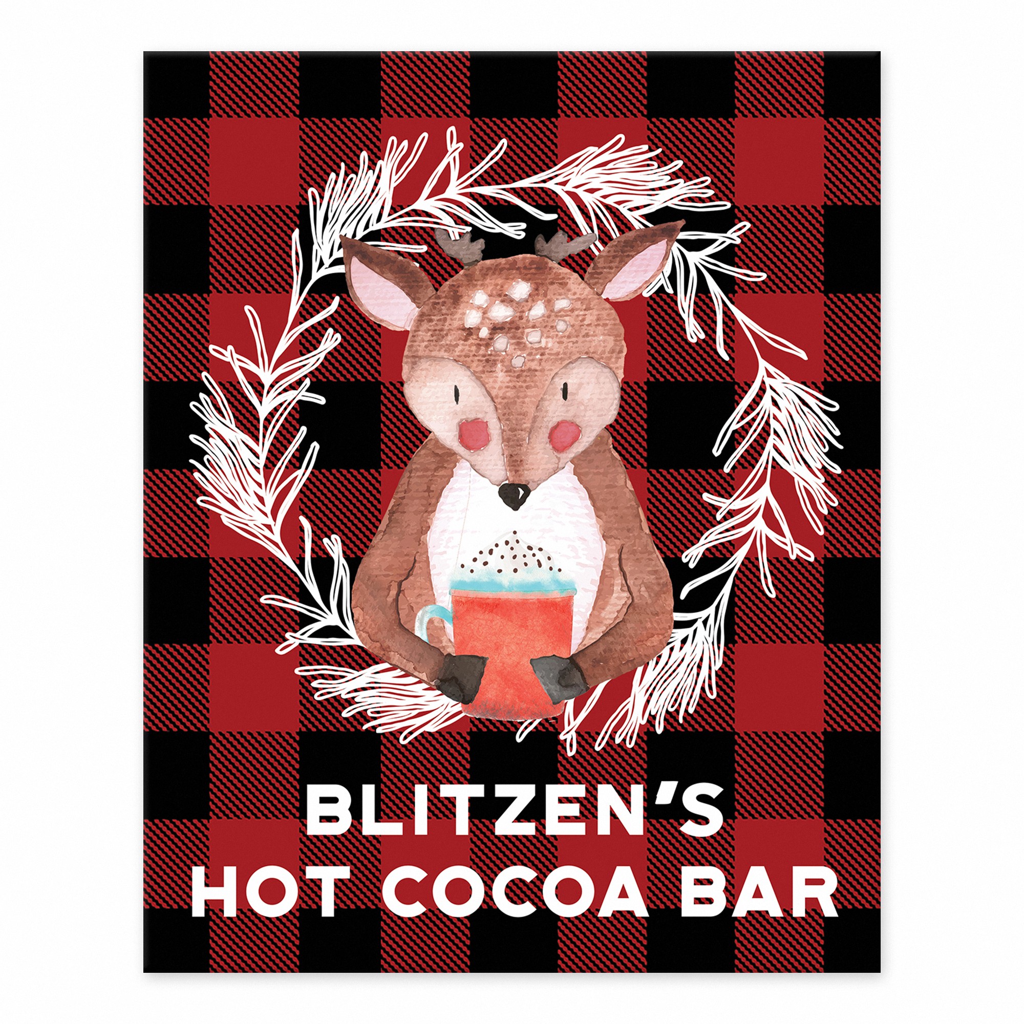 Reindeer Hot Cocoa Bar 8x10 Tabletop Canvas