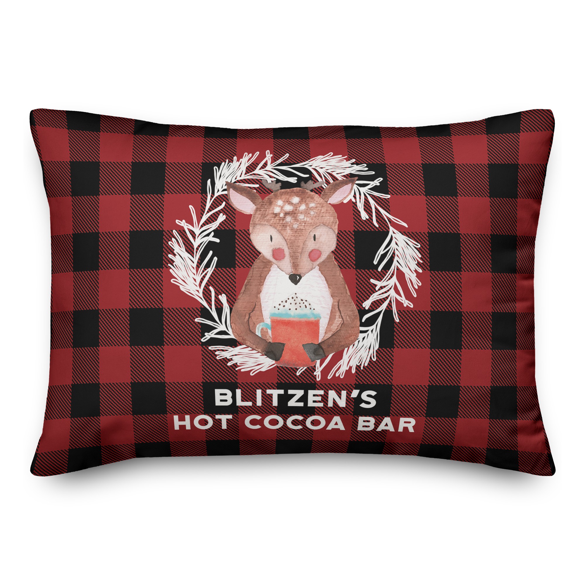 Reindeer Hot Cocoa Bar 14x20 Spun Poly Pillow
