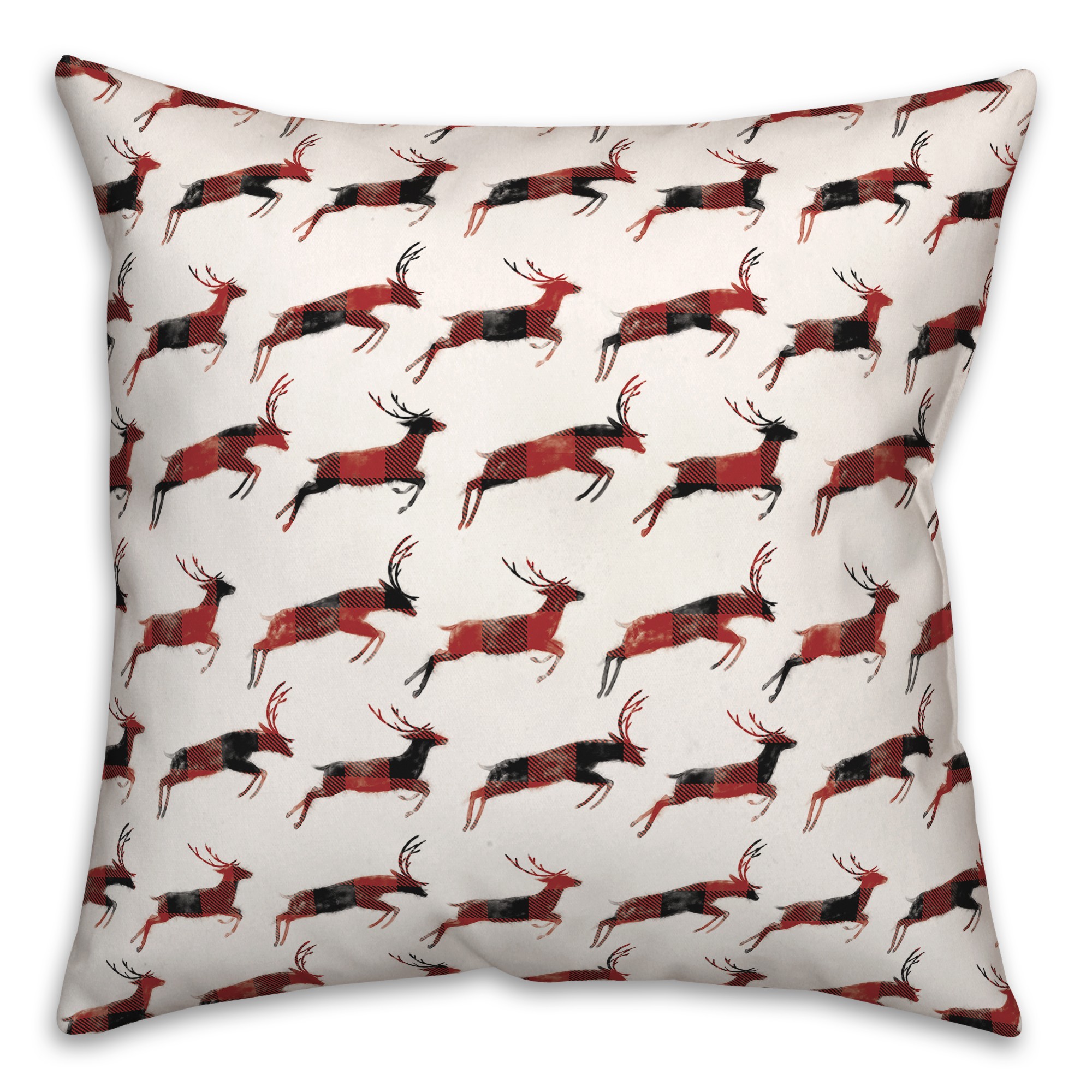 Buffalo Check Watercolor Deer Pattern 18x18 Spun Poly Pillow