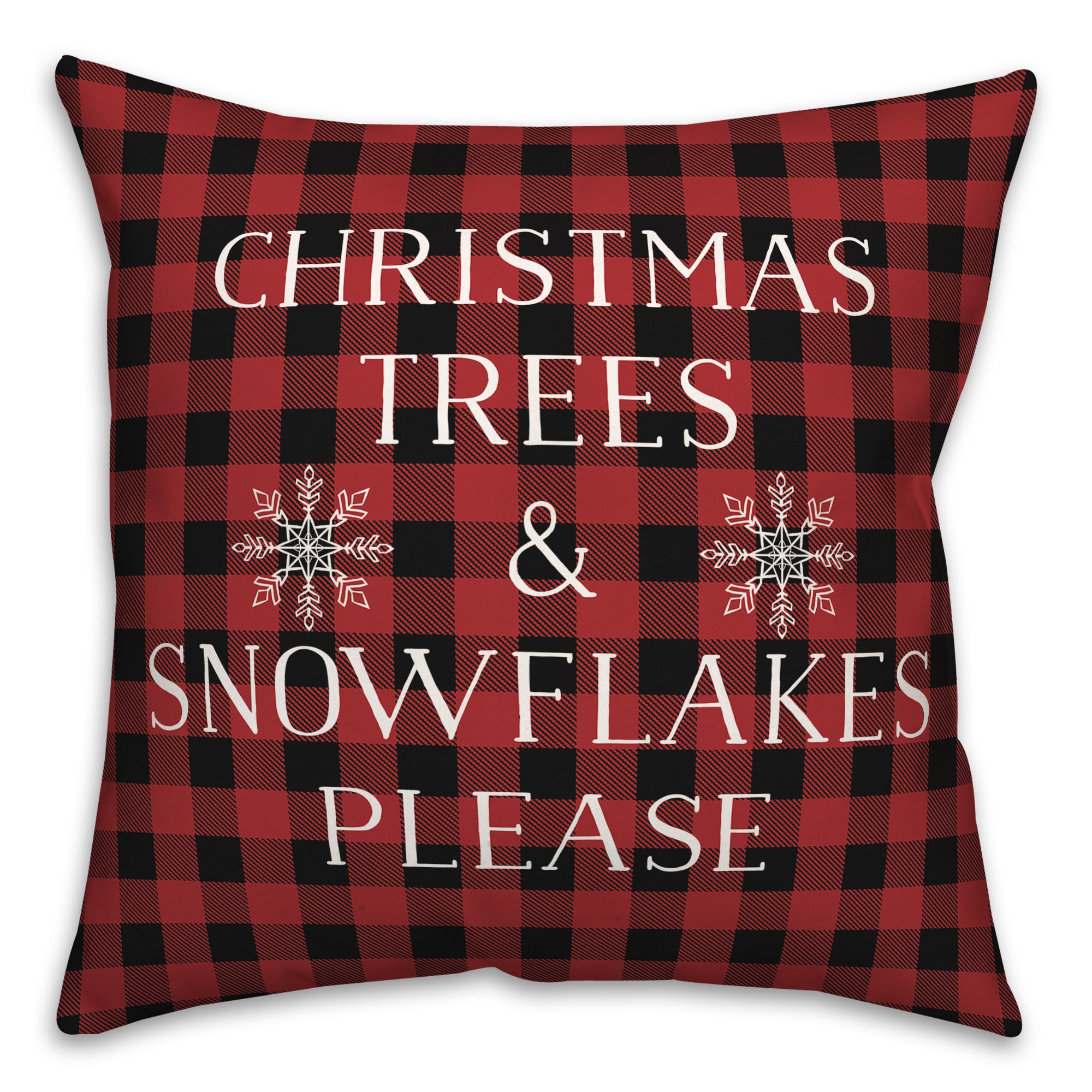 Christmas Trees Snowflakes Please 18x18 Spun Poly Pillow