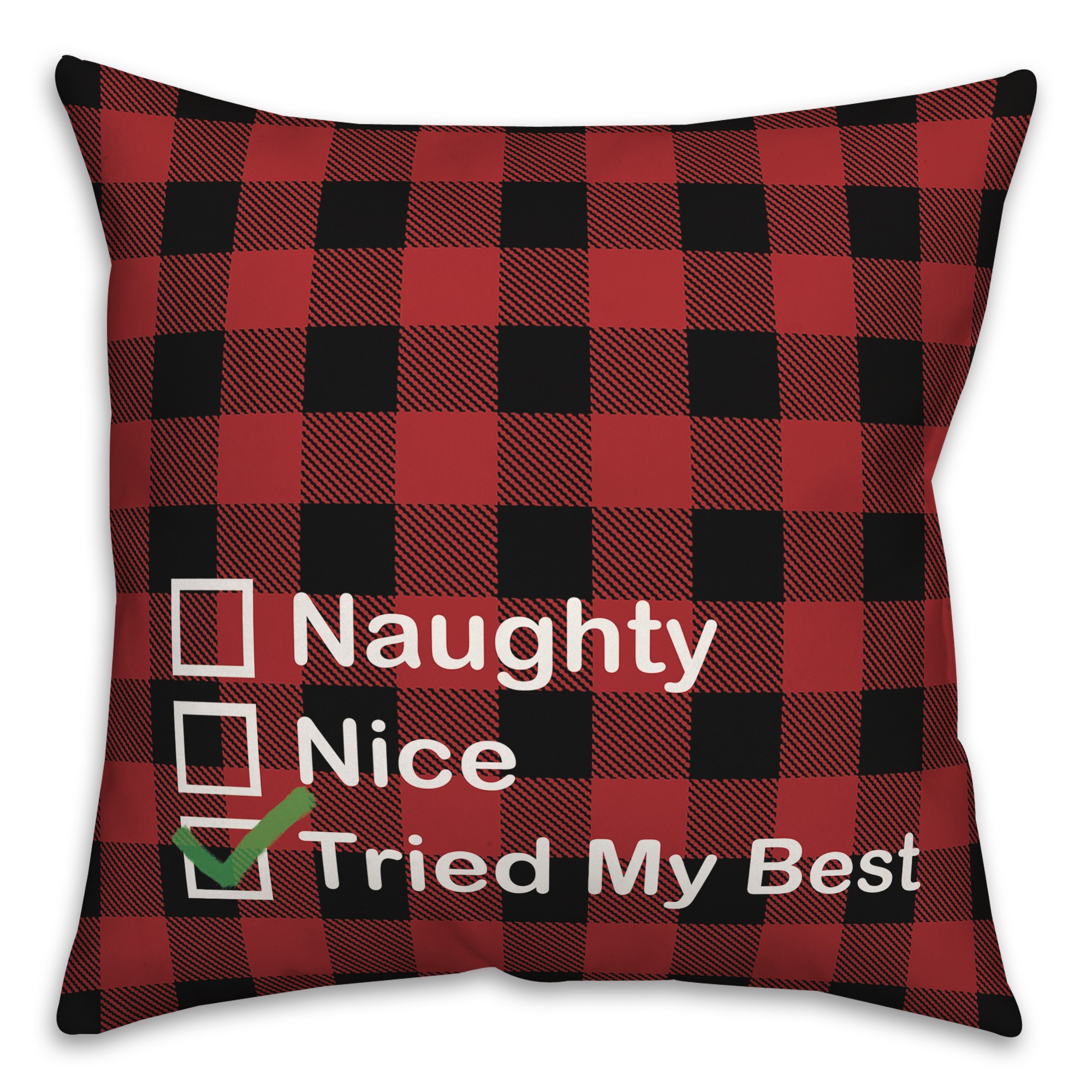 Naughty or Nice Plaid 18x18 Spun Poly Pillow