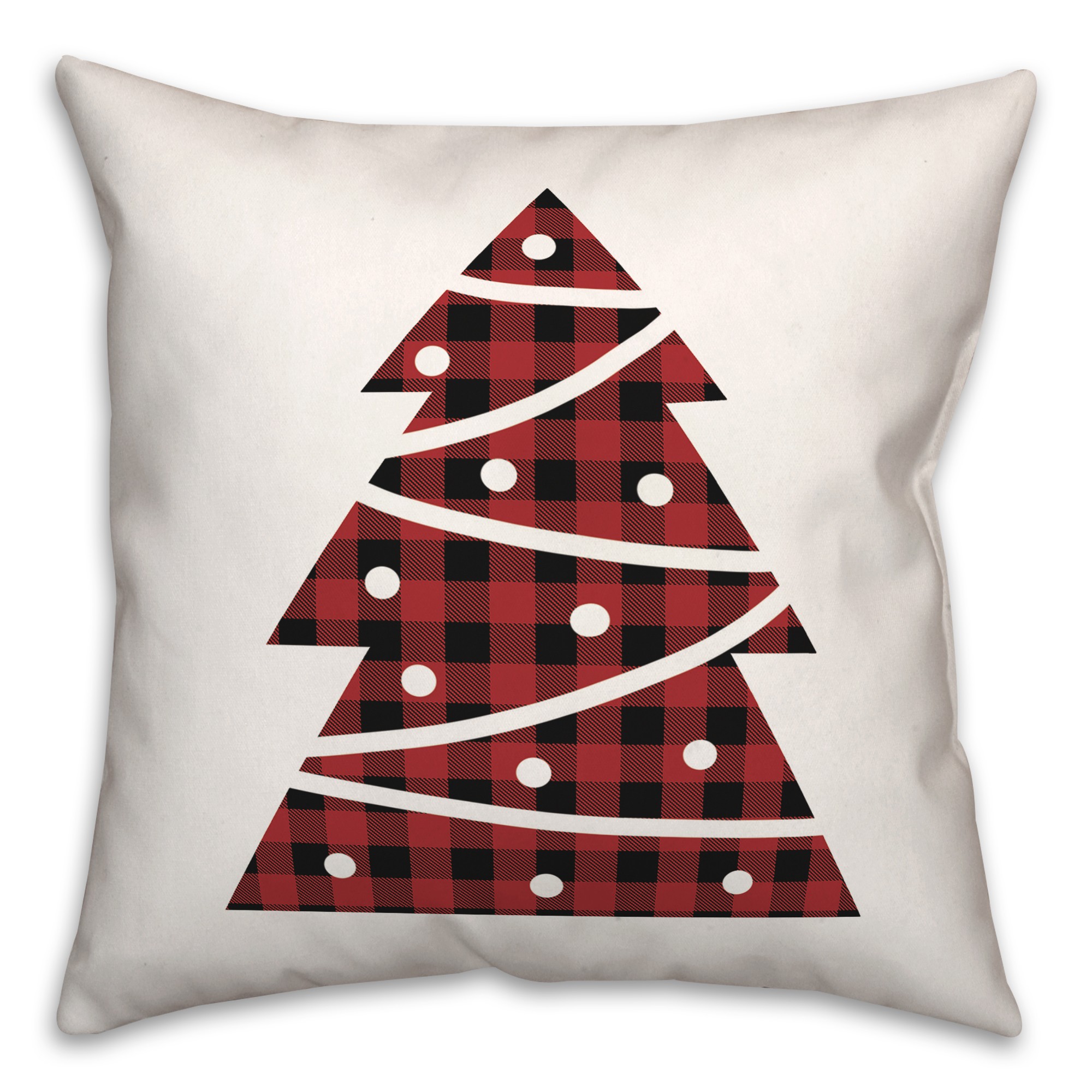 Simple Christmas Tree Plaid 18x18 Spun Poly Pillow