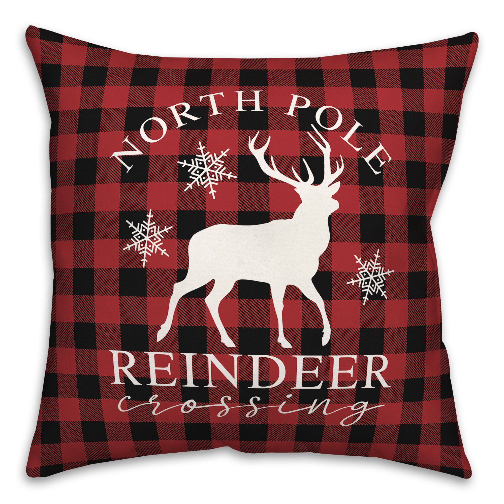 North Pole Reindeer Crossing 18x18 Spun Poly Pillow
