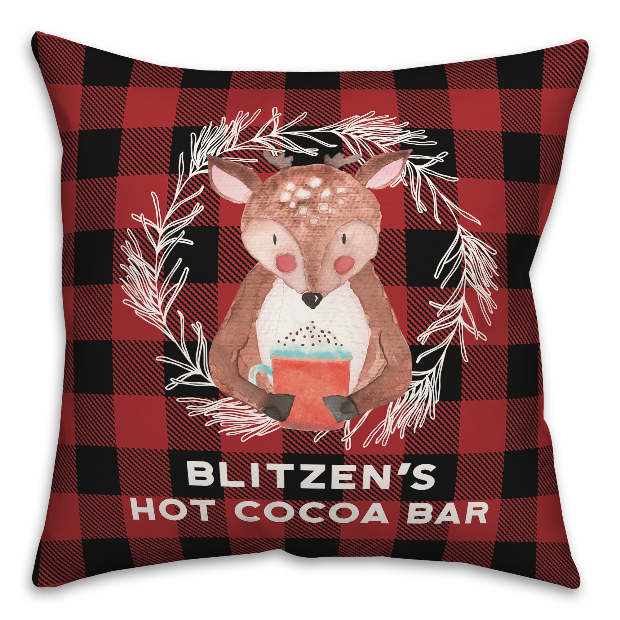 Reindeer Hot Cocoa Bar 18x18 Spun Poly Pillow