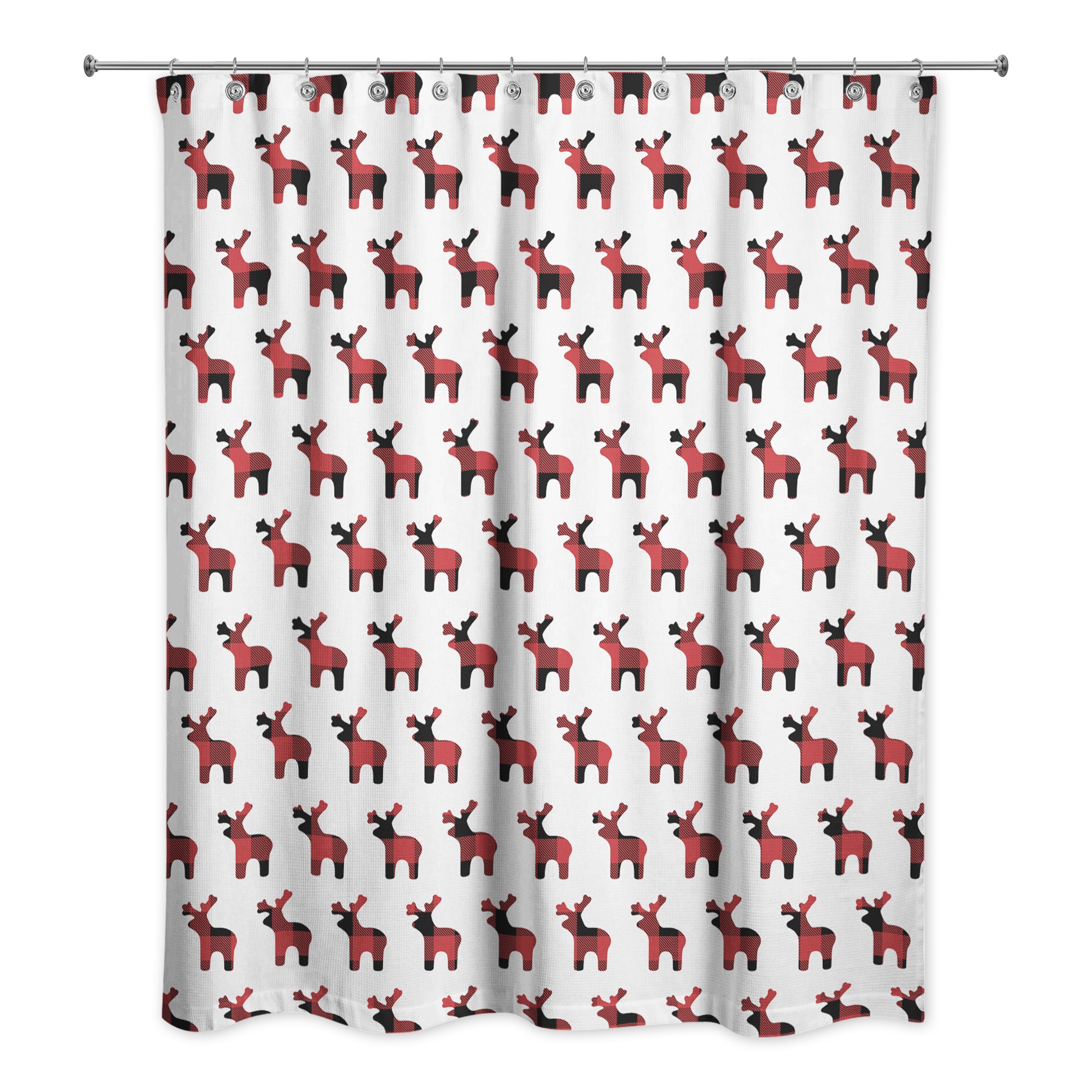Buffalo Check Deer Pattern 71x74 Shower Curtain