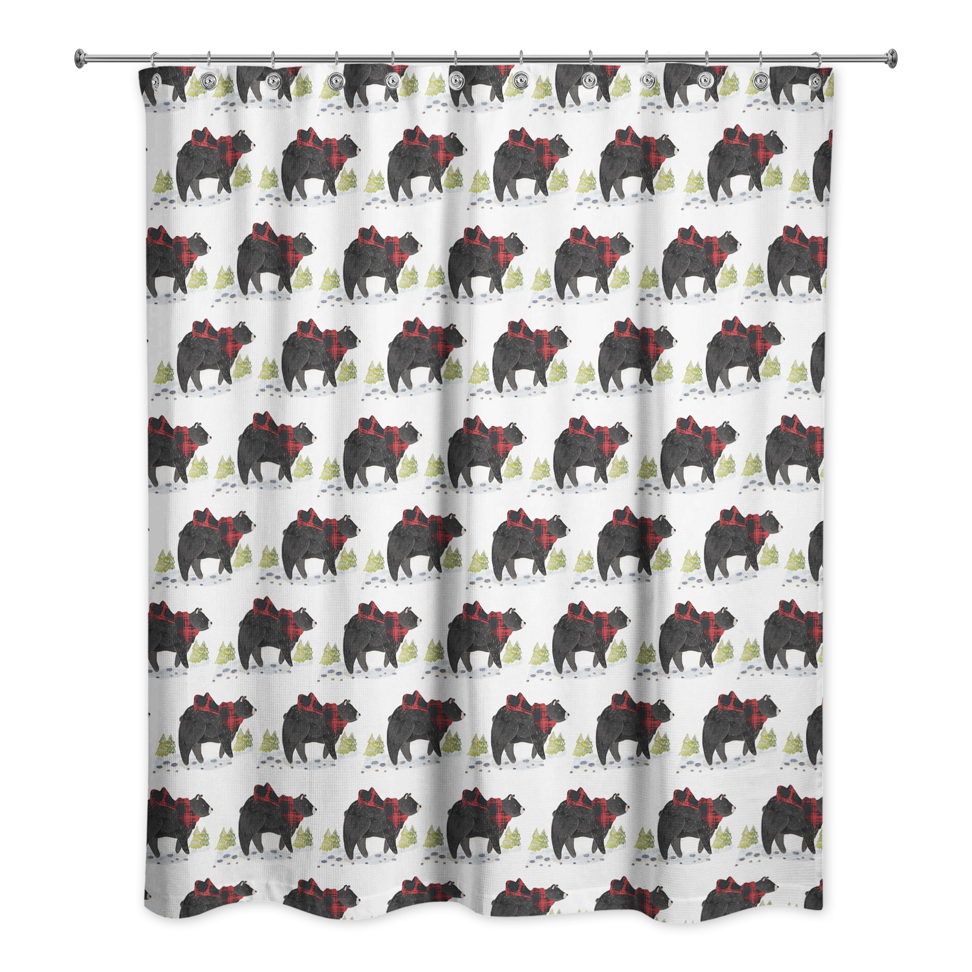 Black Bear Pattern 71x74 Shower Curtain