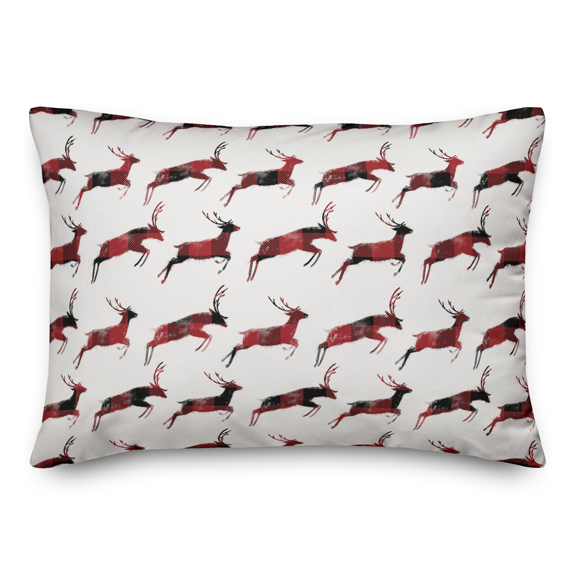 Buffalo Check Watercolor Deer Pattern 14x20 Spun Poly Pillow