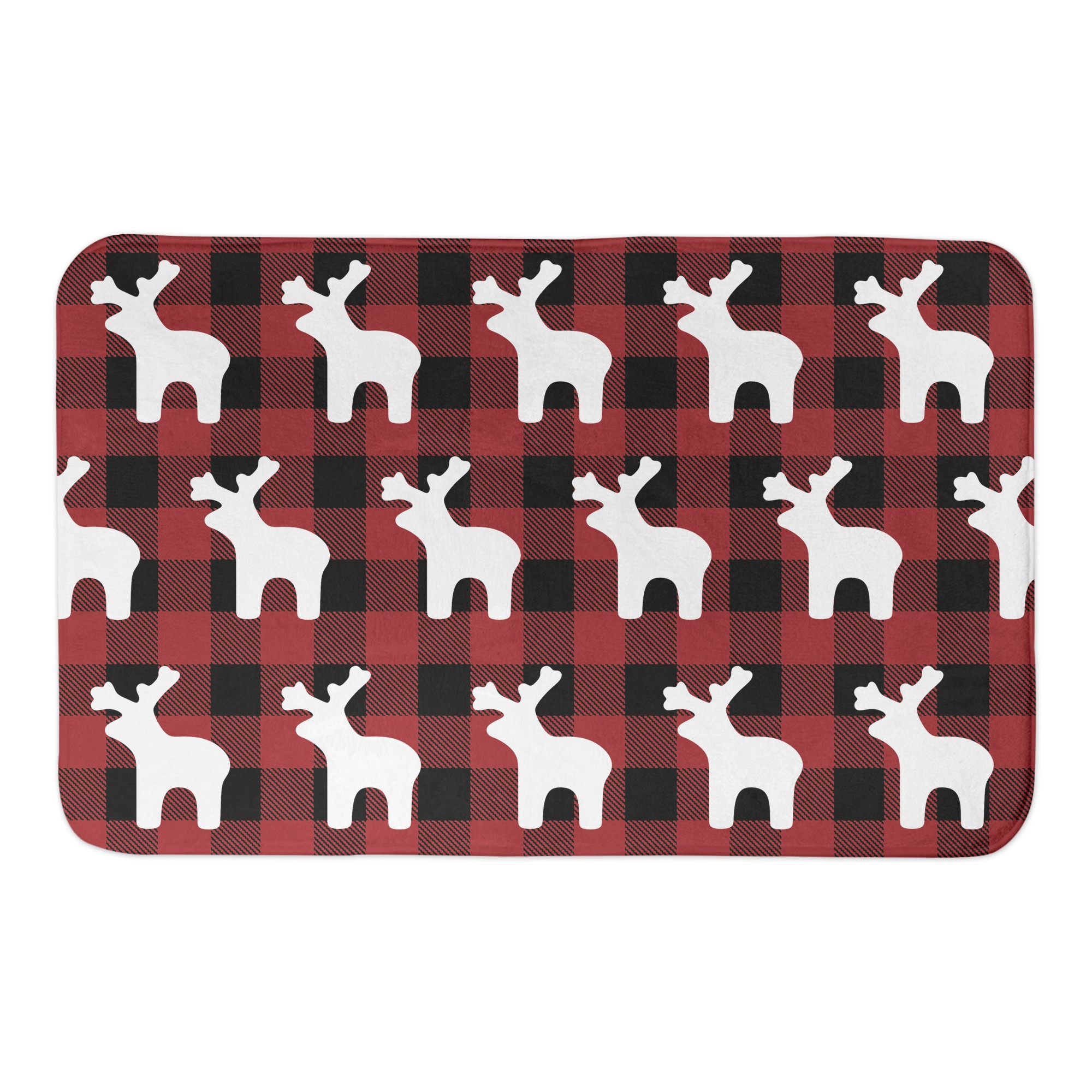 Buffalo Check Deer Pattern Reverse 34x21 Bath Mat