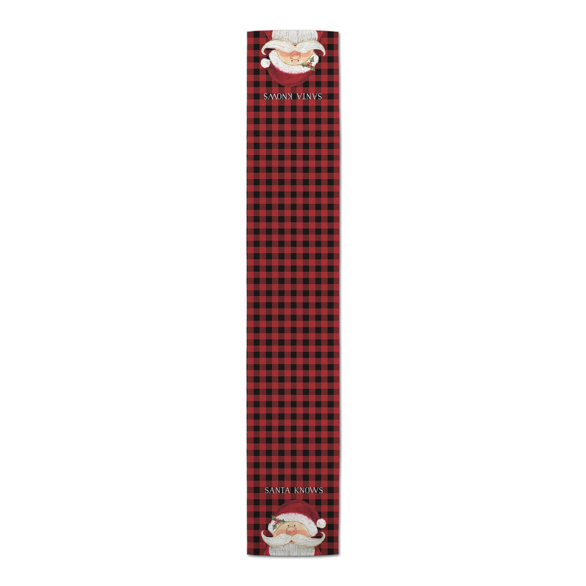 Santa Knows on Plaid Tablecloth