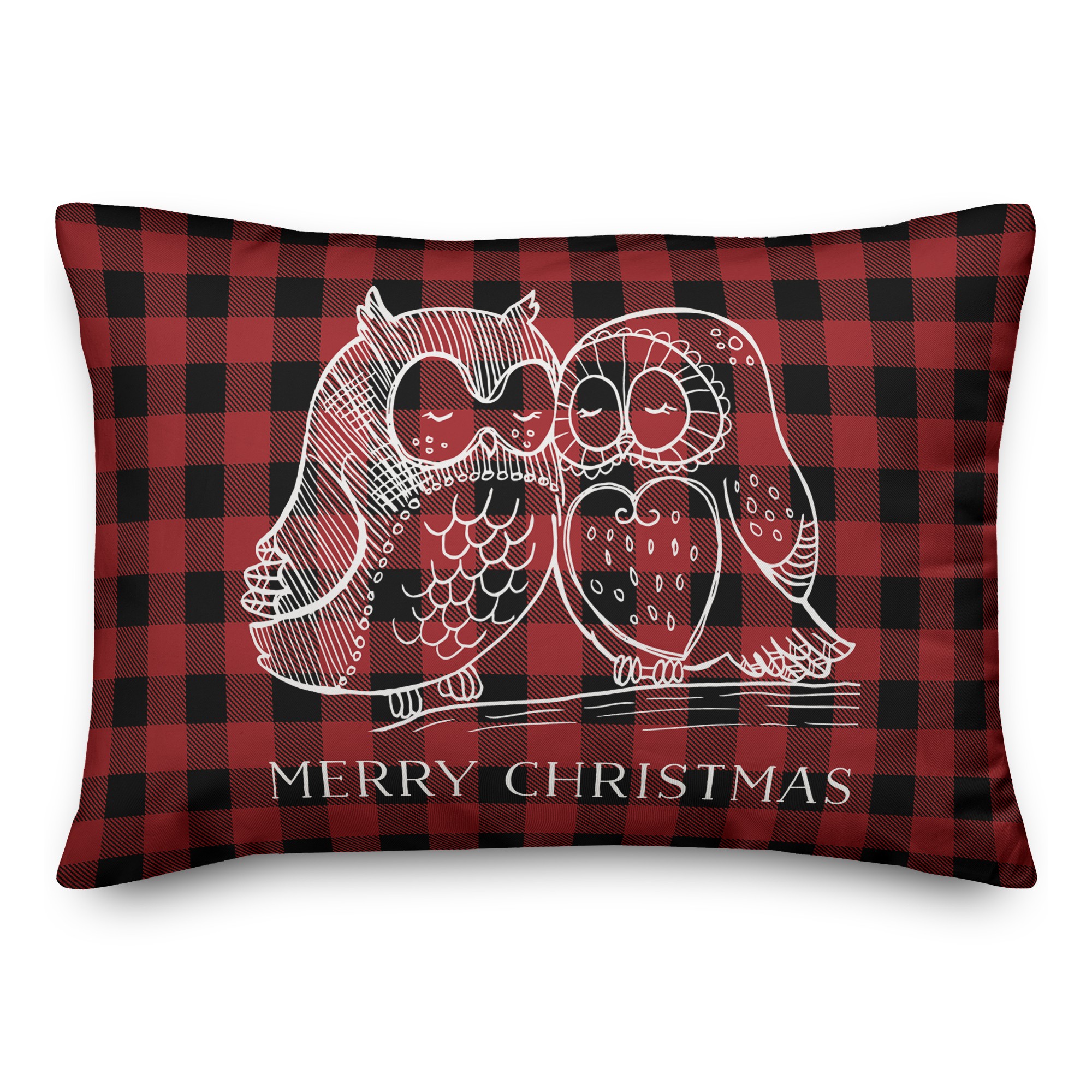 Buffalo Check Christmas Owls 14x20 Spun Poly Pillow