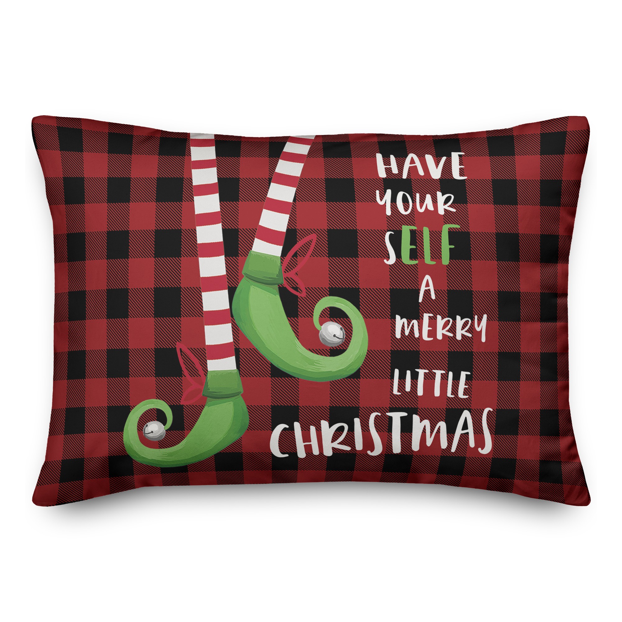 Have Yourself a Merry Christmas Plaid 14x20 Spun Poly Pillow