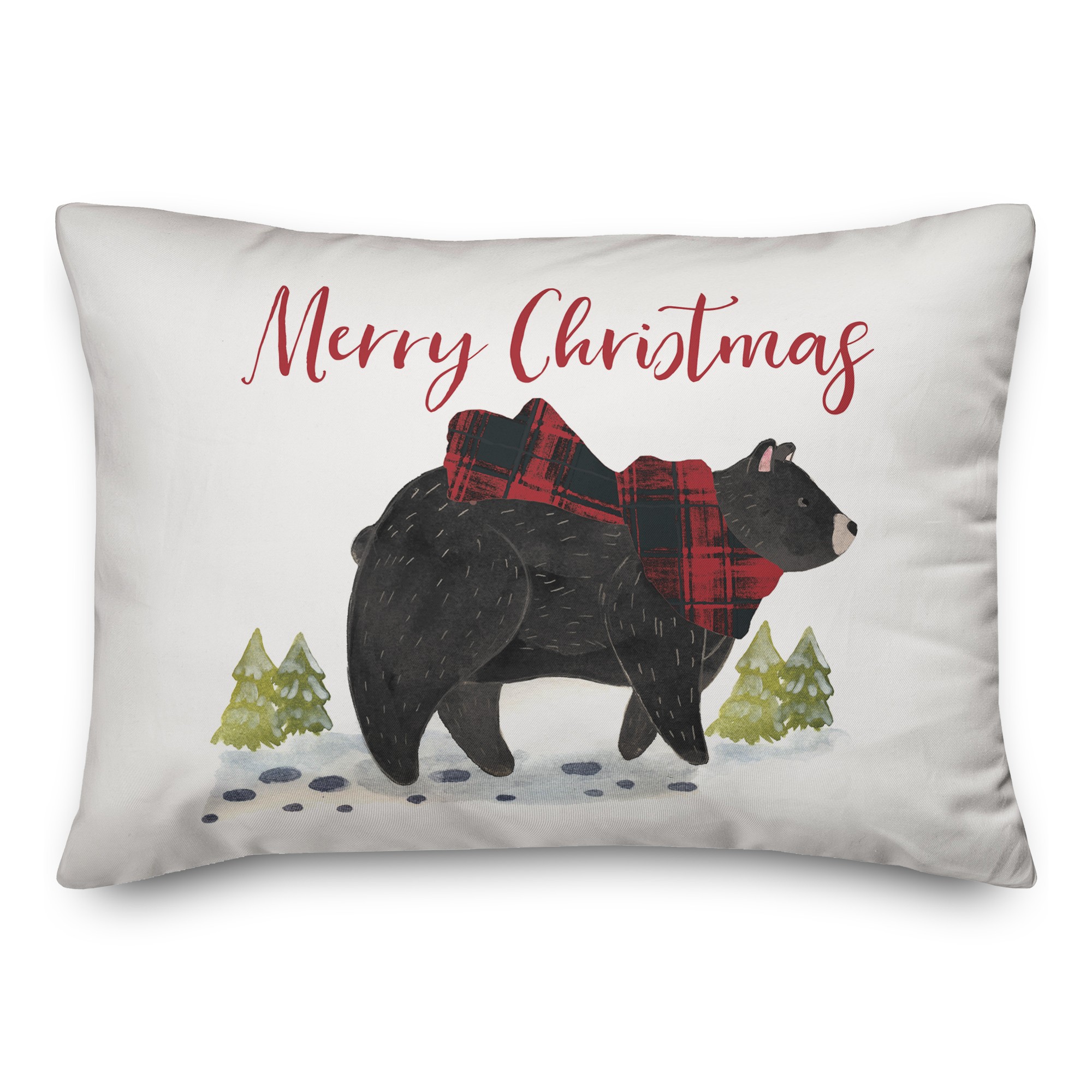 Black Bear Merry Christmas 14x20 Spun Poly Pillow