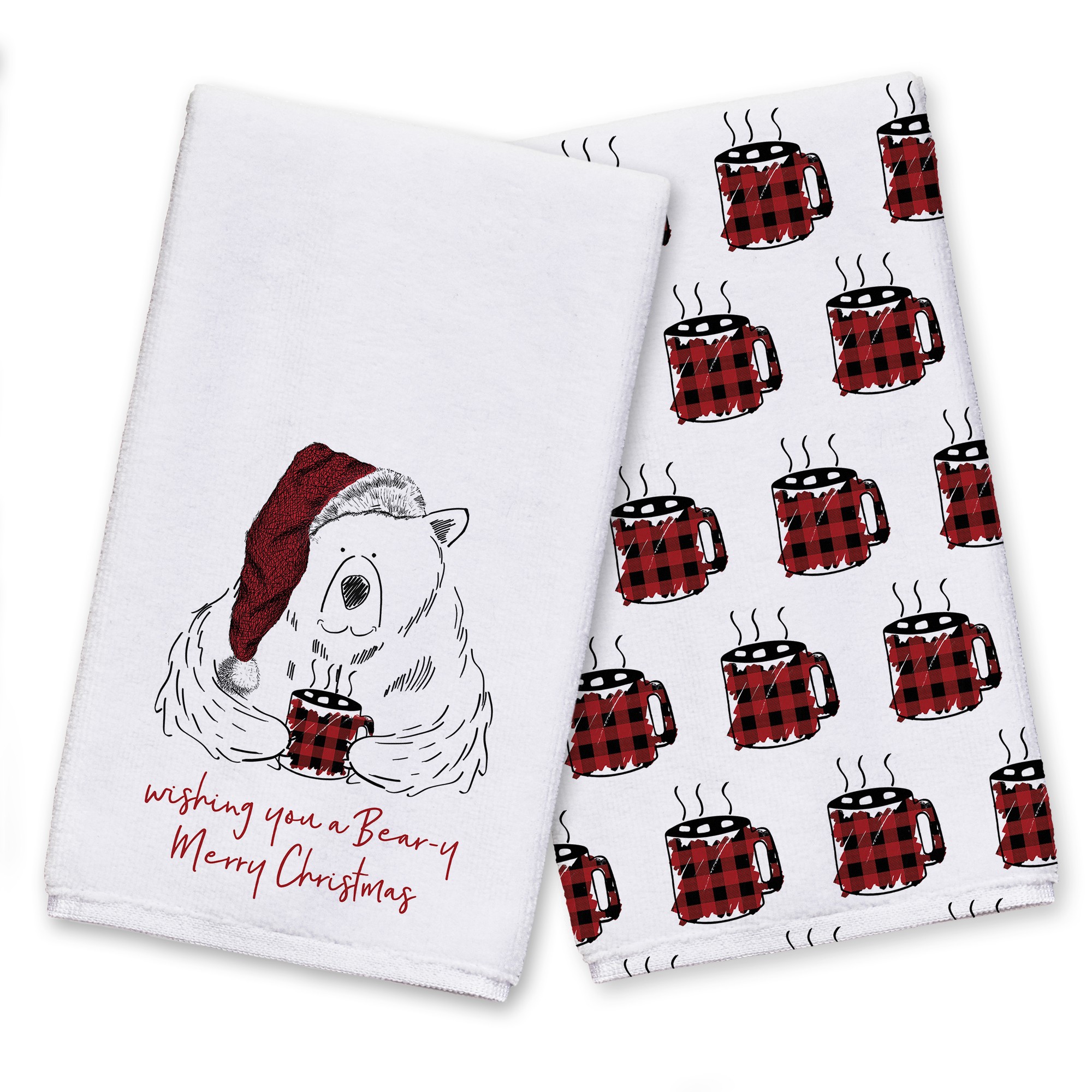 Beary Merry Christmas Plaid Cup Textiles Collection