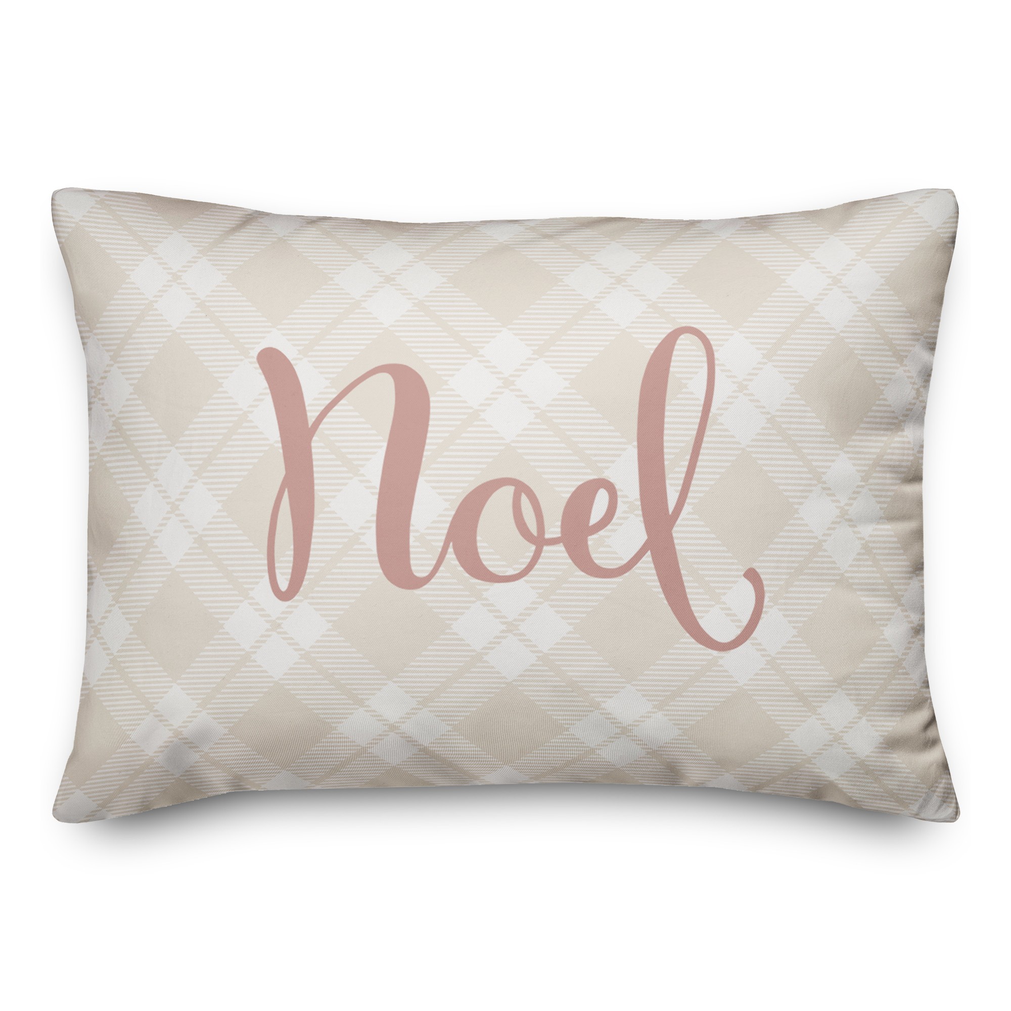 Blush Noel on Champagne Plaid 14x20 Spun Poly Pillow