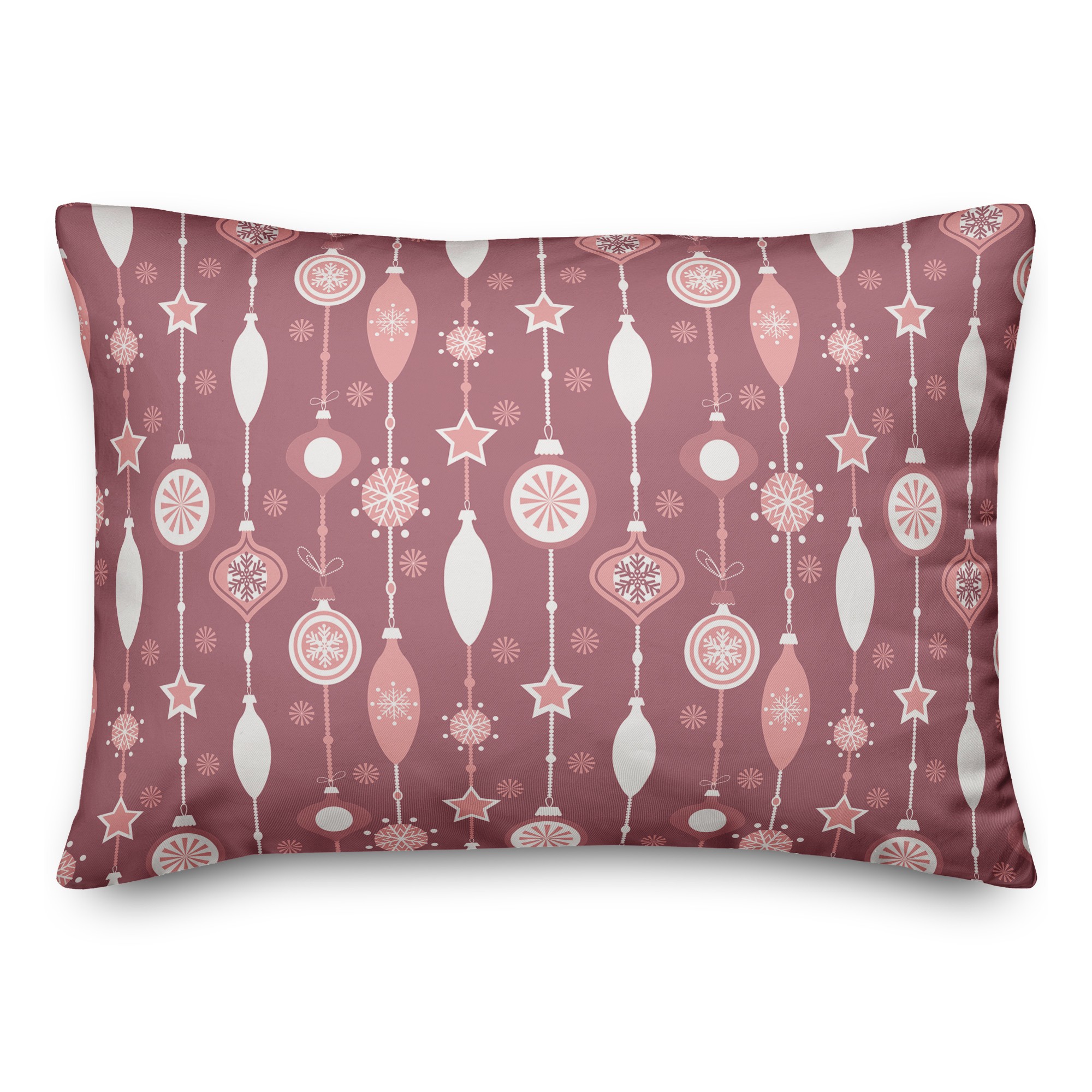Multi Size Ornaments with Wine Tones 14x20 Spun Poly Pillow