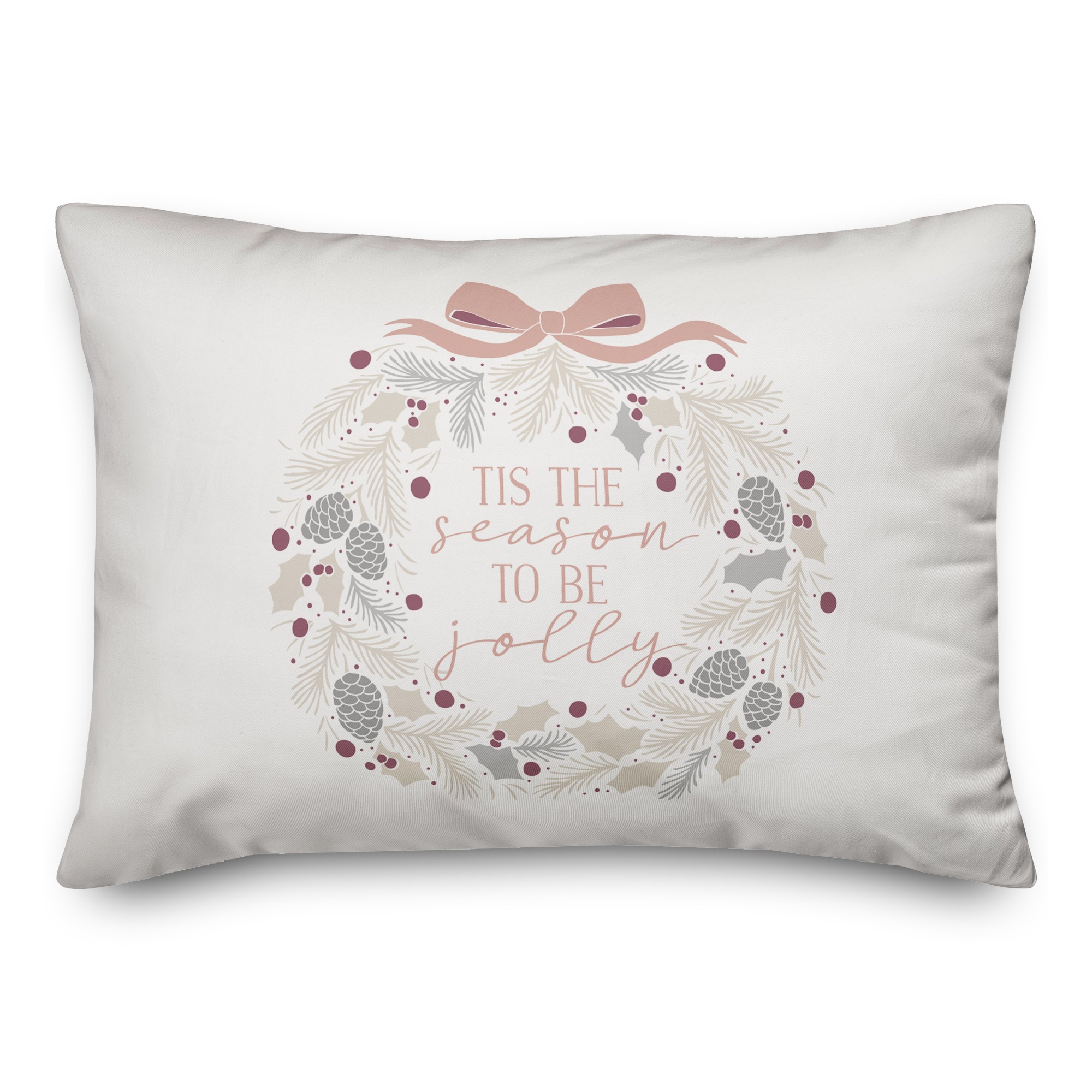 Tis the Season to be Jolly Wreath 14x20 Spun Poly Pillow