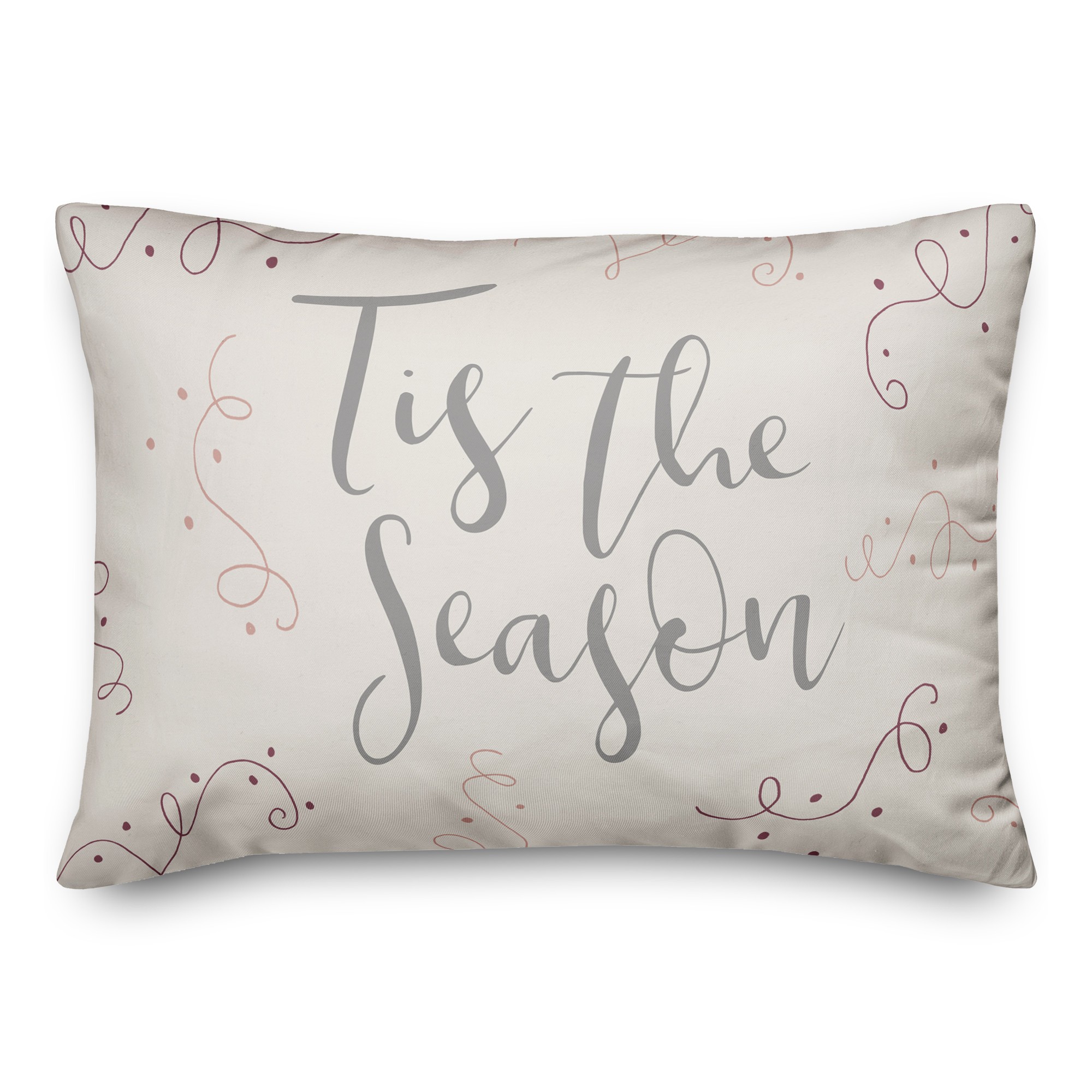 Tis the Season Pink Confetti 14x20 Spun Poly Pillow