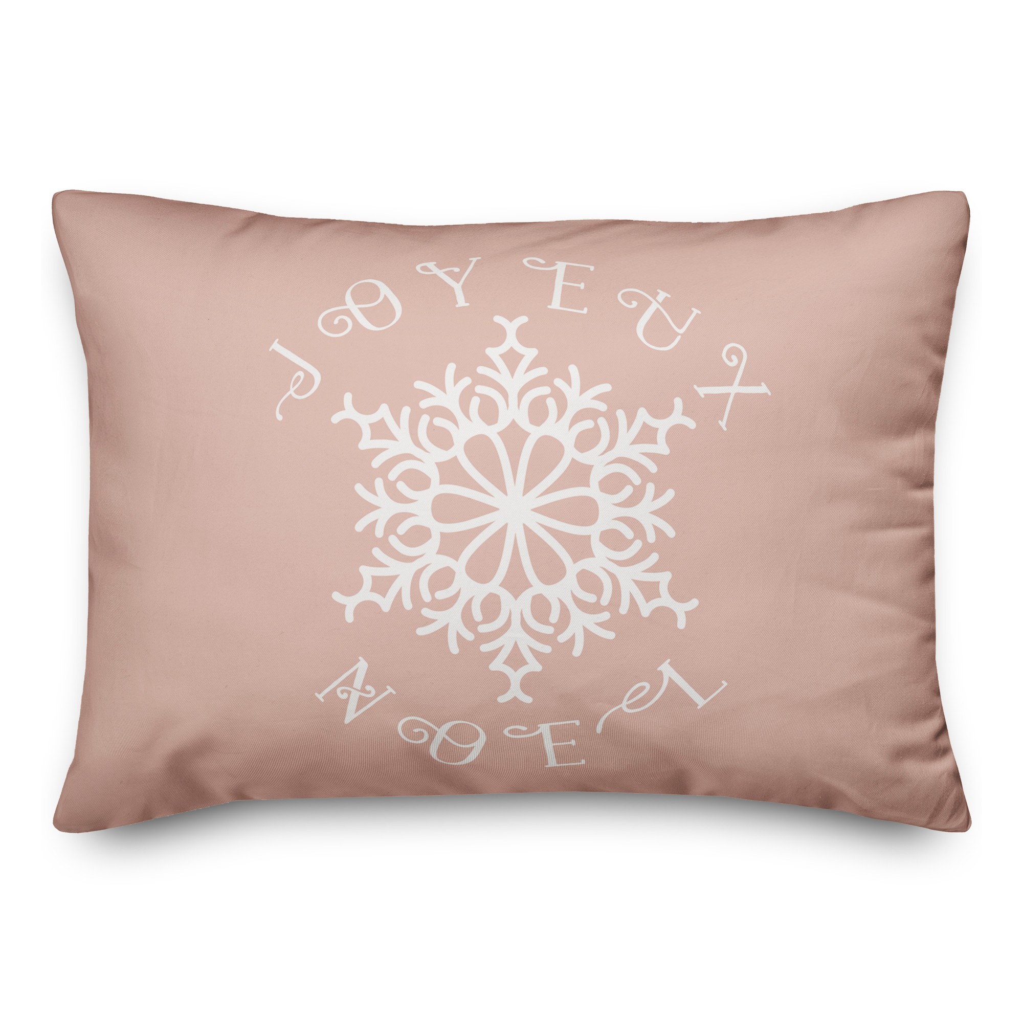 Joyeaux Noel Snowflake on Blush 14x20 Spun Poly Pillow