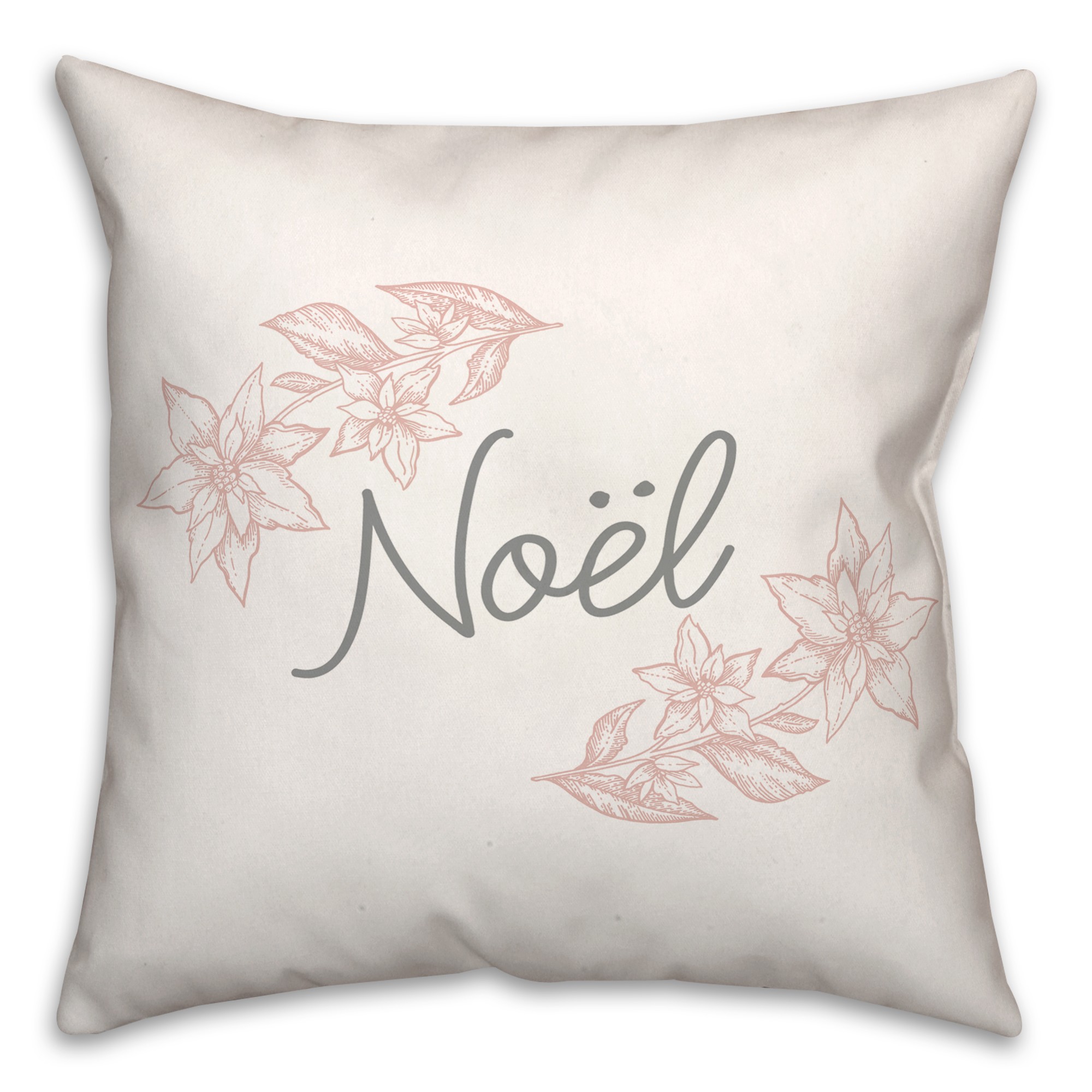 Noel Silver and Blush 18x18 Spun Poly Pillow