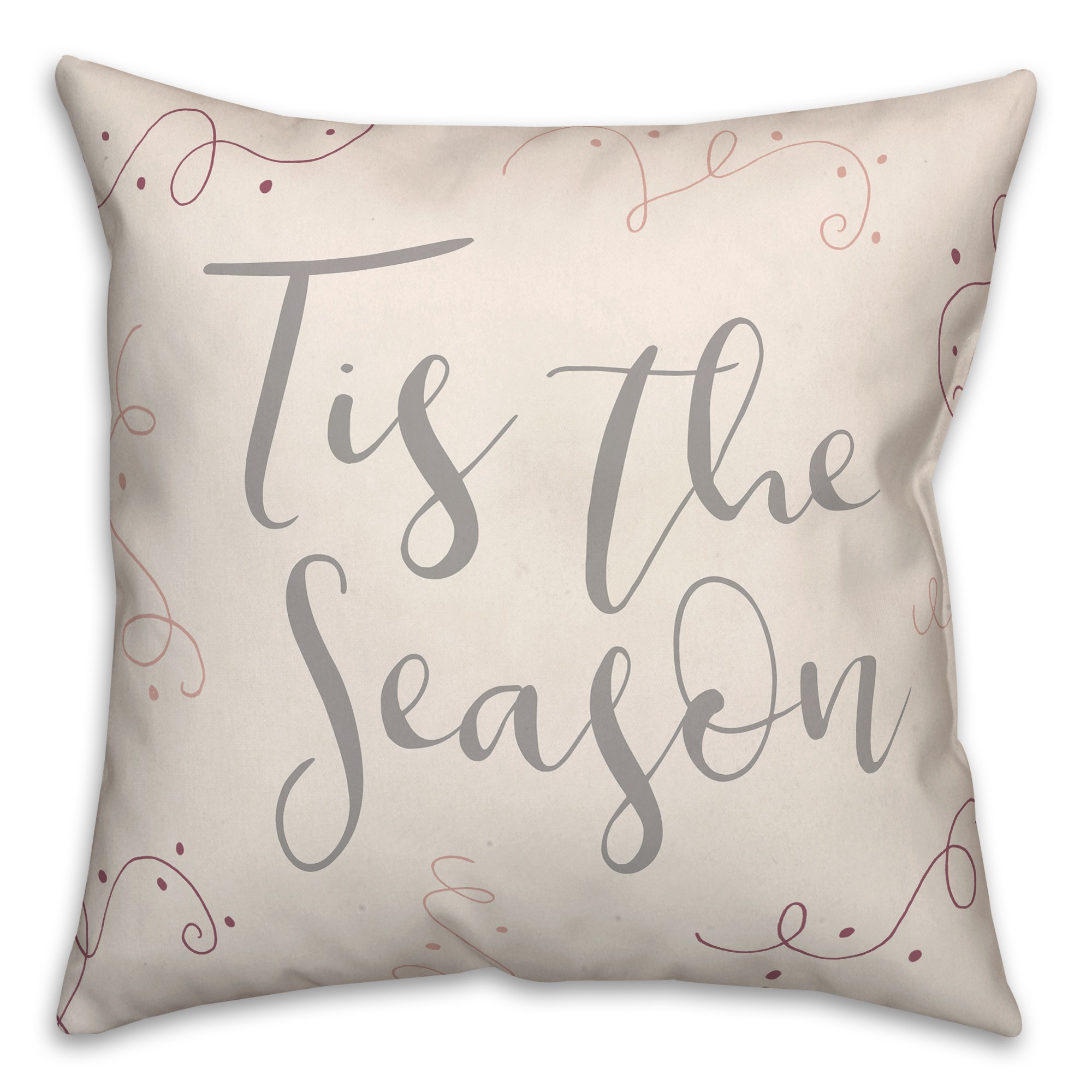 Tis the Season Pink Confetti 18x18 Spun Poly Pillow