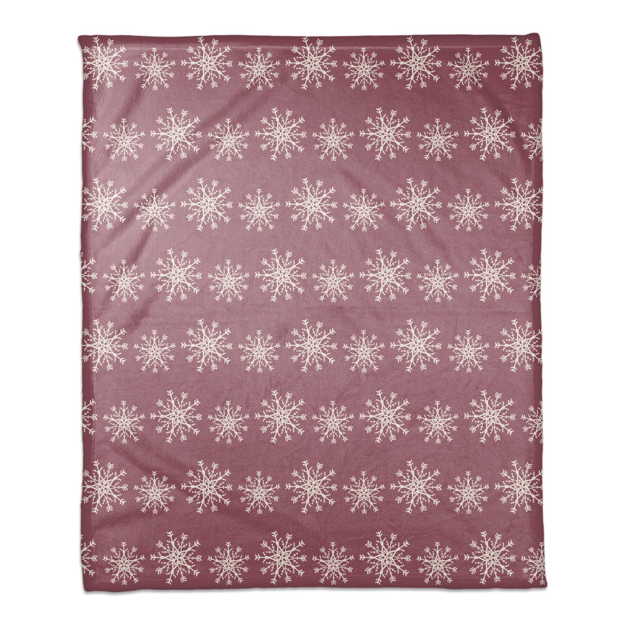 Snowflake Pattern on Wine Color 50x60 Coral Fleece Blanket