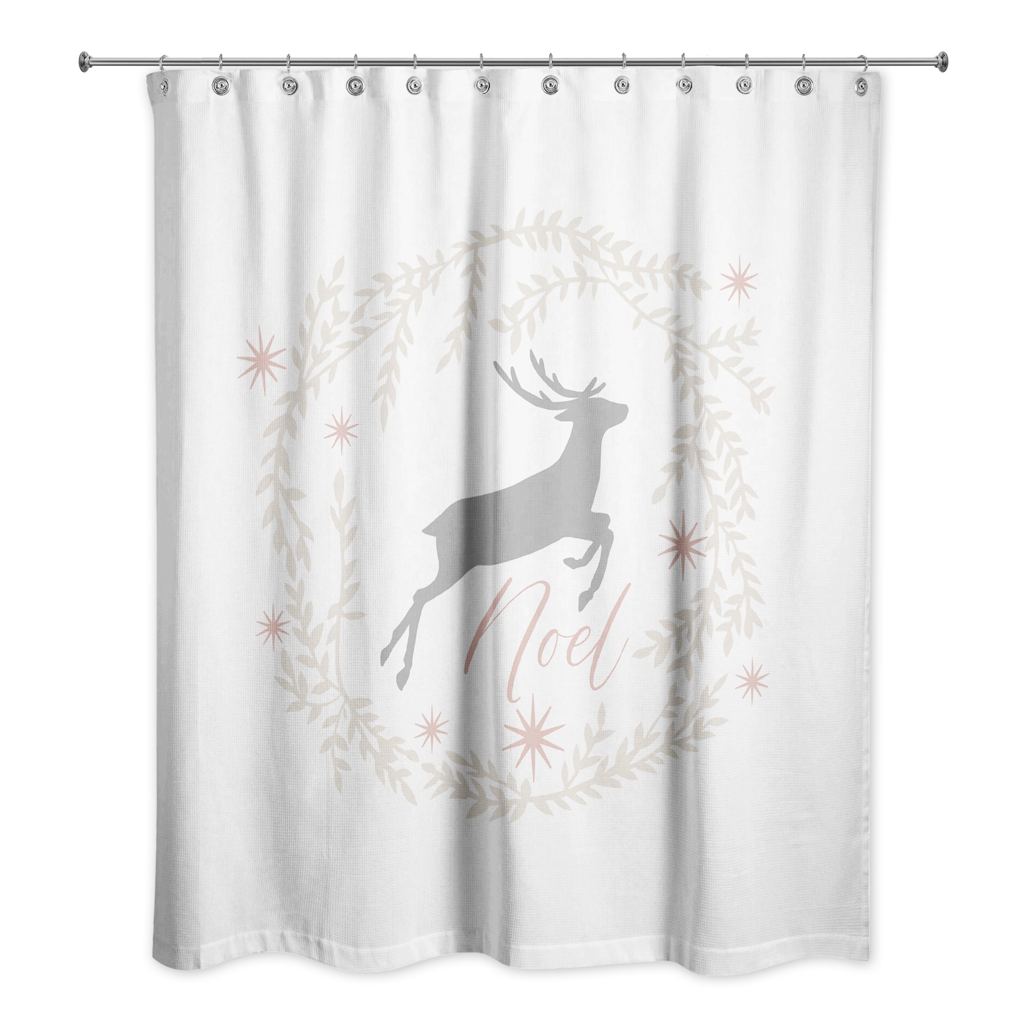 Noel Deer with Champagne Wreath 71x74 Shower Curtain