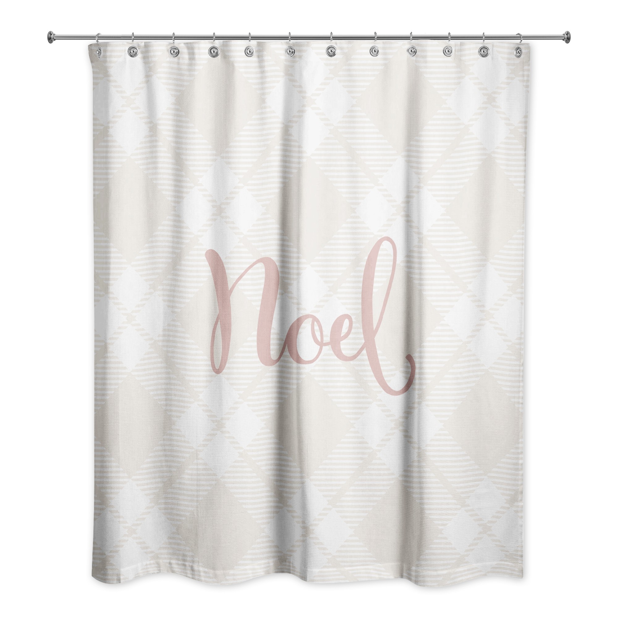 Blush Noel on Champagne Plaid 71x74 Shower Curtain
