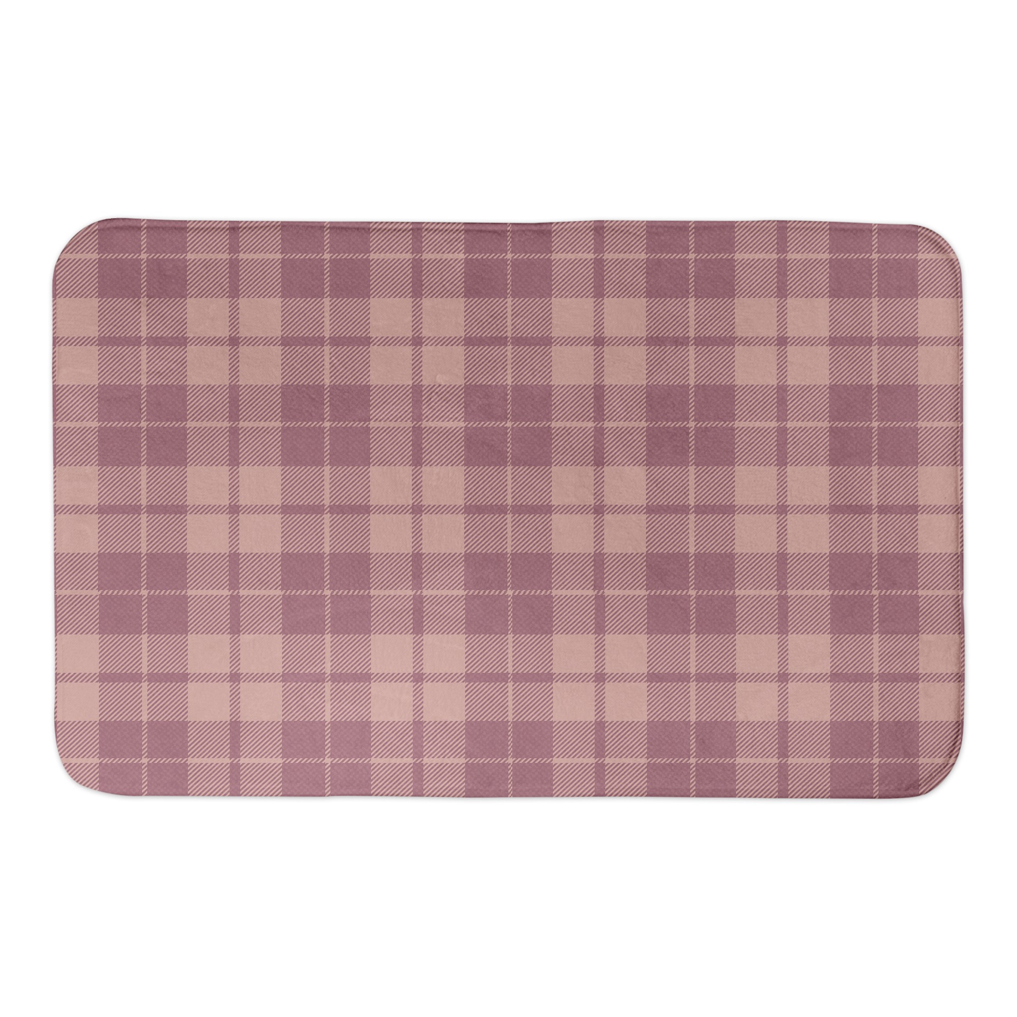 Pink Plaid 34x21 Bath Mat