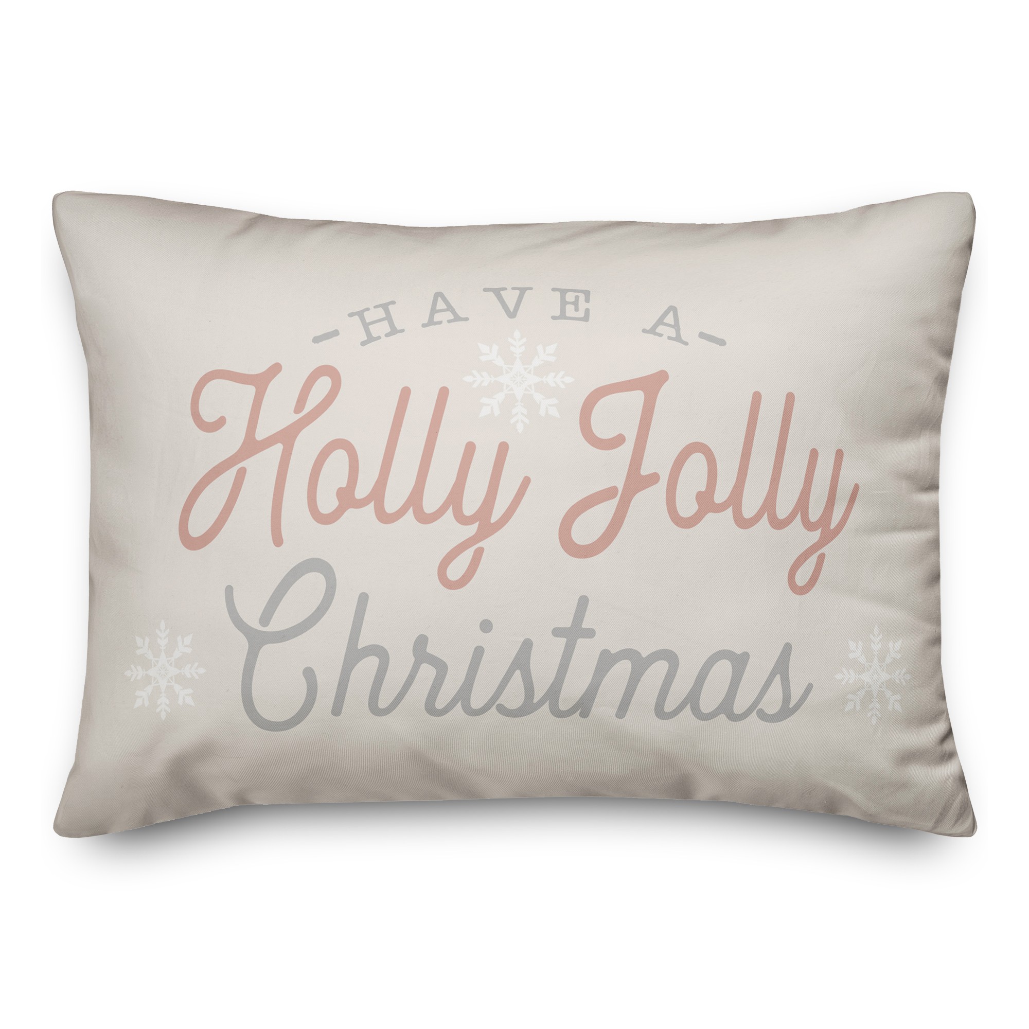 Blush and Silver Holly Jolly 14x20 Spun Poly Pillow