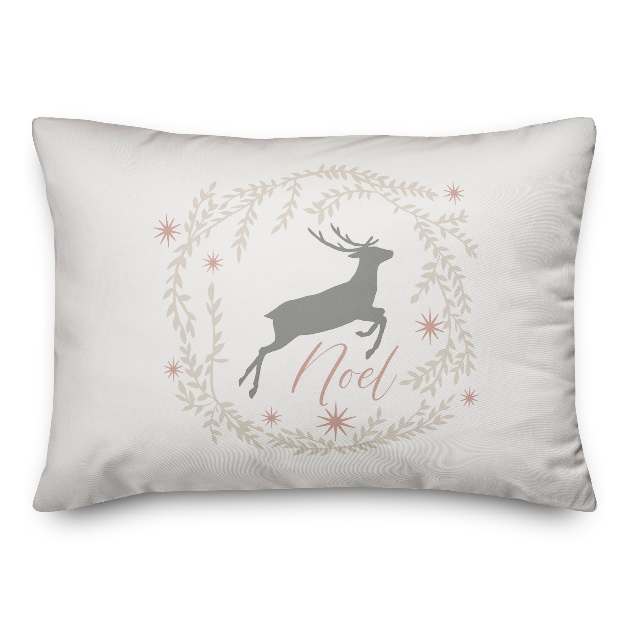 Noel Deer with Champagne Wreath 14x20 Spun Poly Pillow