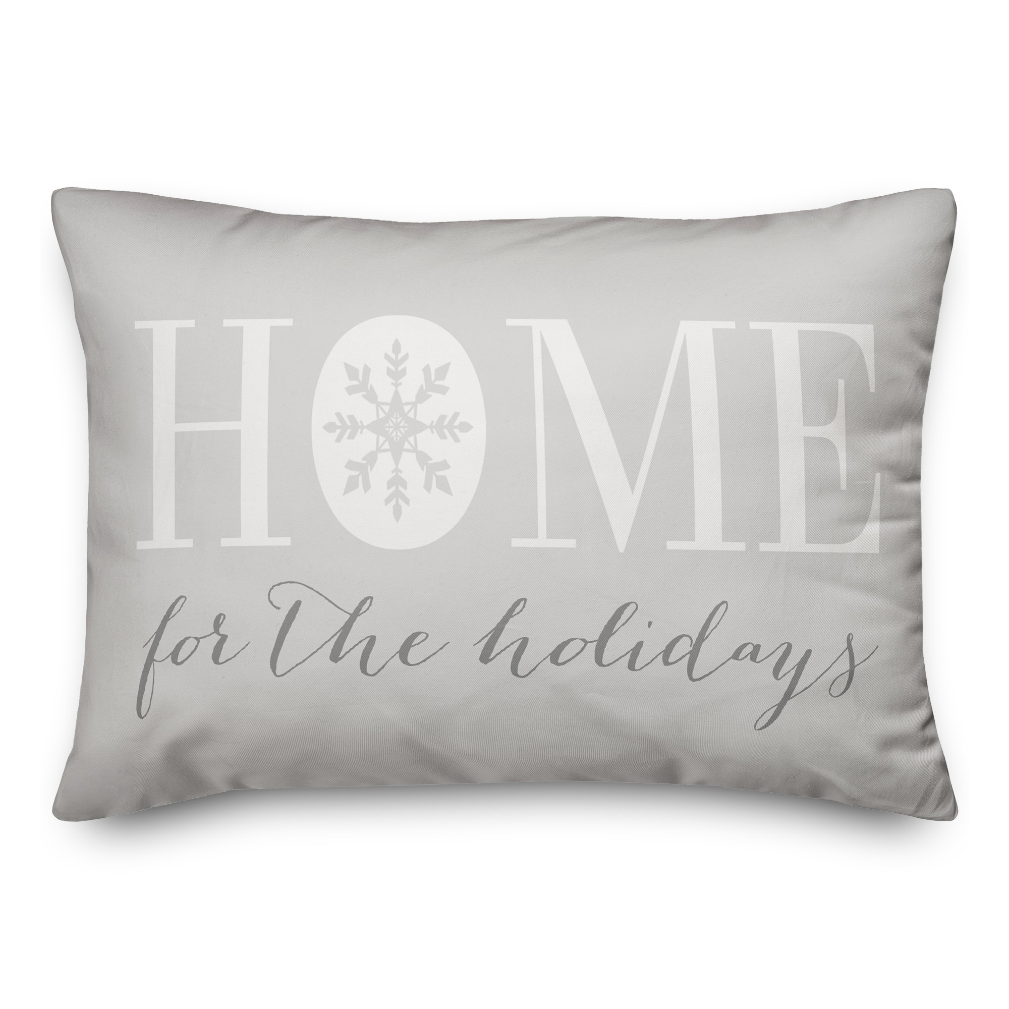 Home for the Holidays with Silver Snowflake 14x20 Spun Poly Pillow