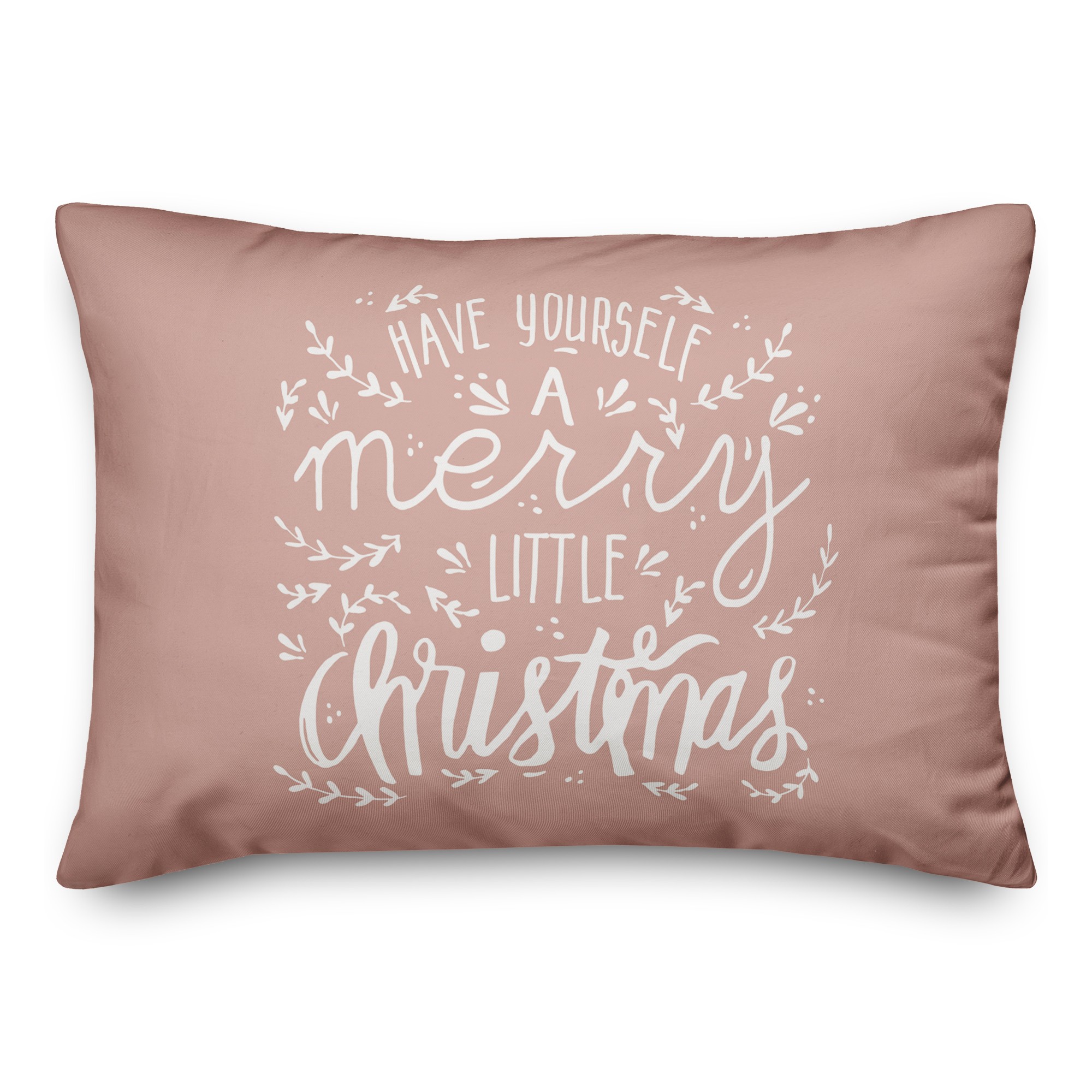 Merry Little Christmas on Blush 14x20 Spun Poly Pillow