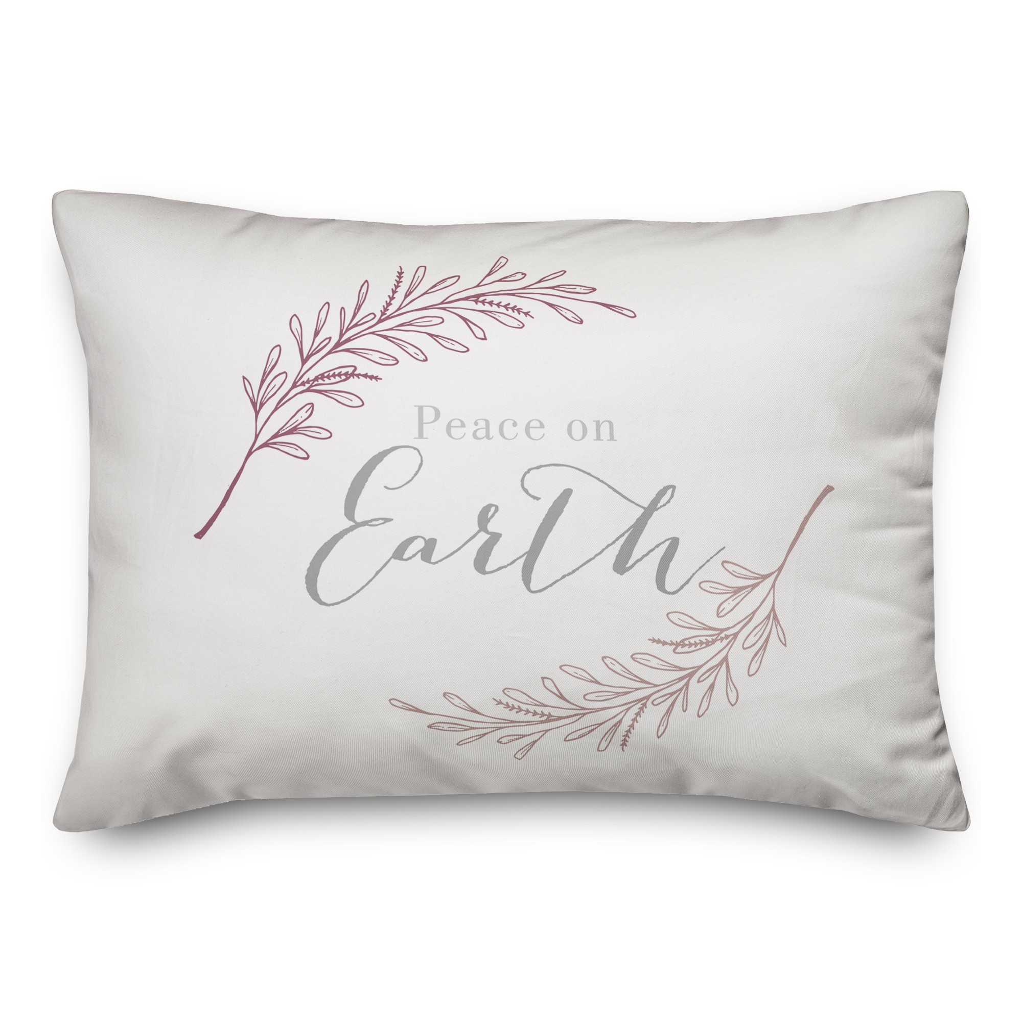 Peace on Earth Silver and Pink 14x20 Spun Poly Pillow