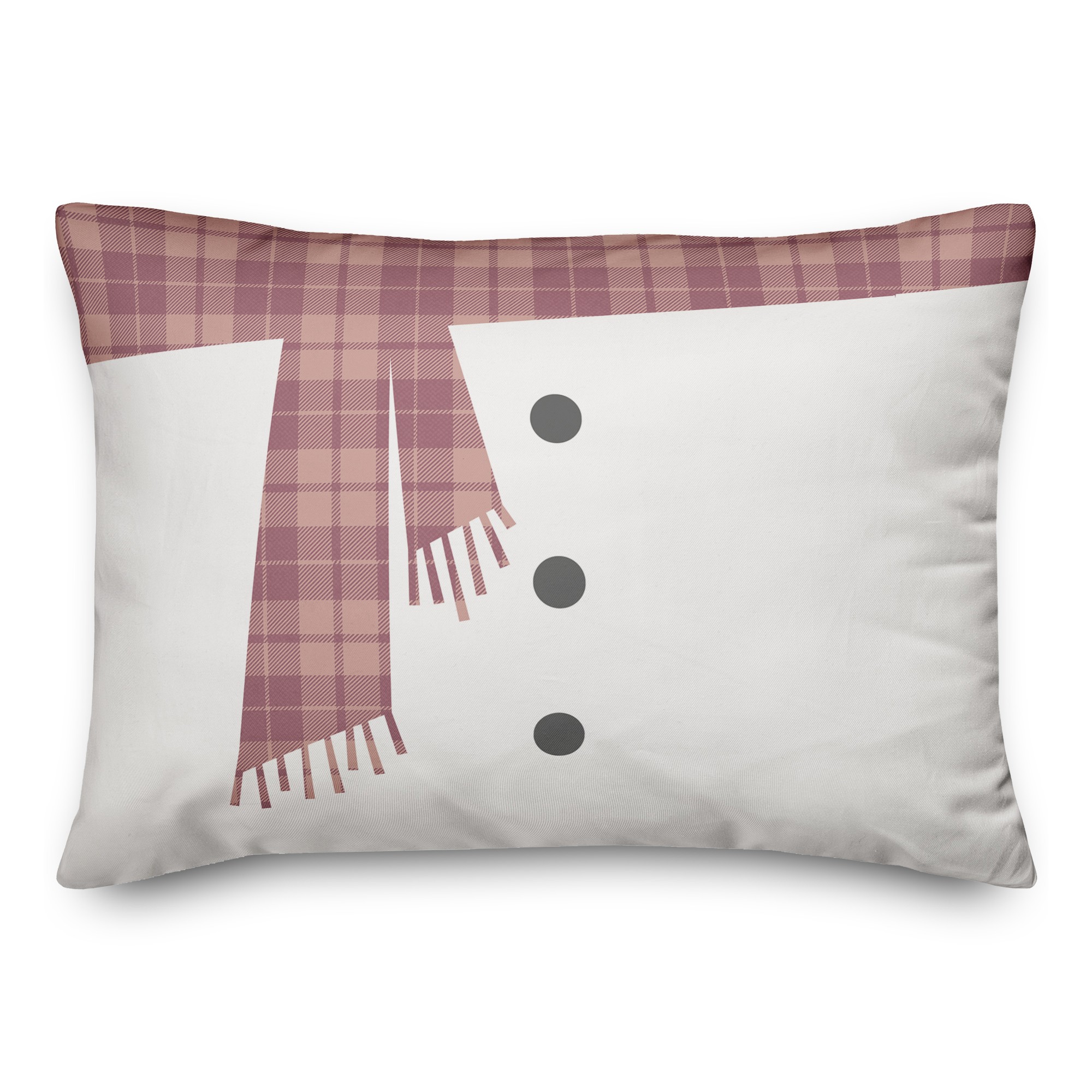 Pink Snowman Scarf and Buttons 14x20 Spun Poly Pillow