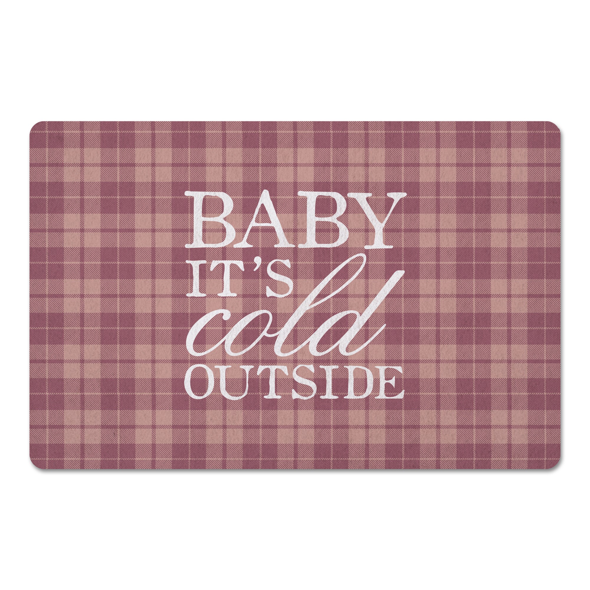 Baby It's Cold Outside Plaid 27x18 Floor Mat