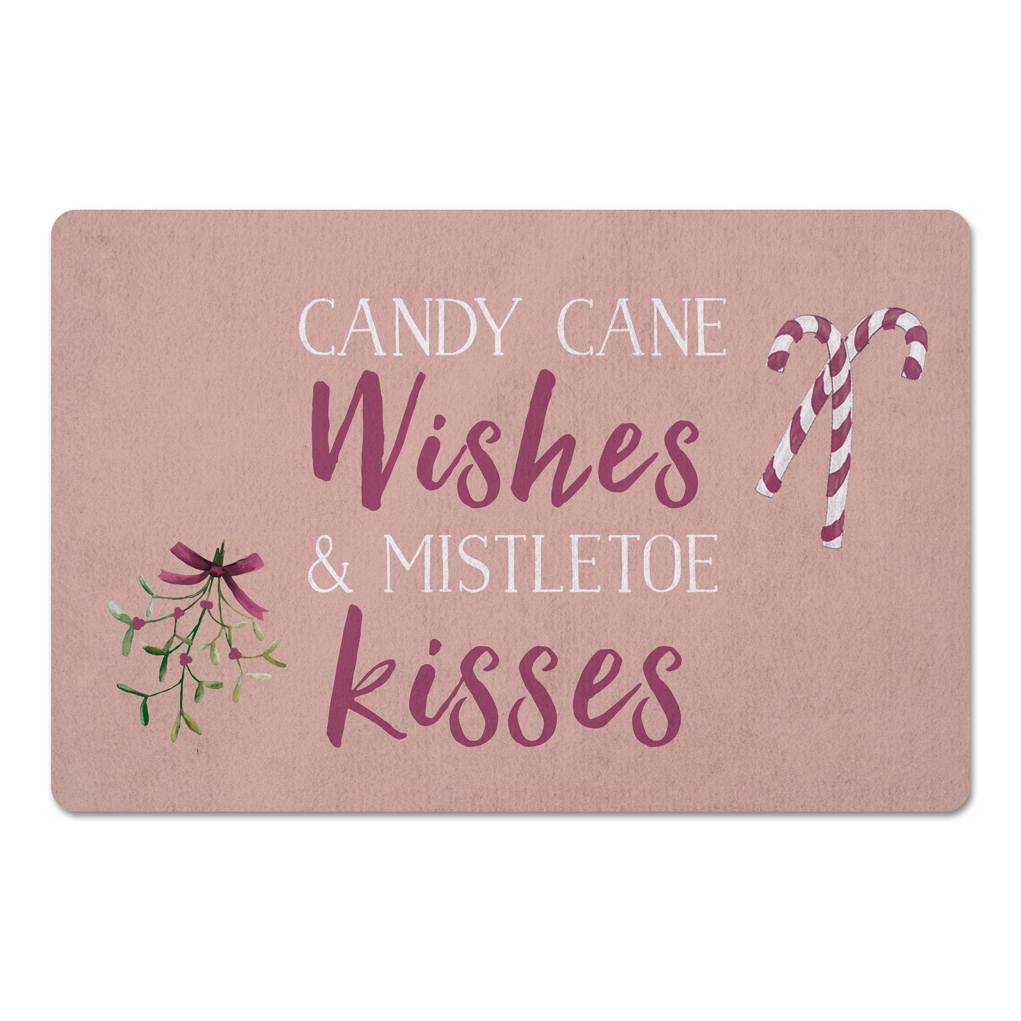 Candy Cane Wishes and Mistletoe Kisses 27x18 Floor Mat