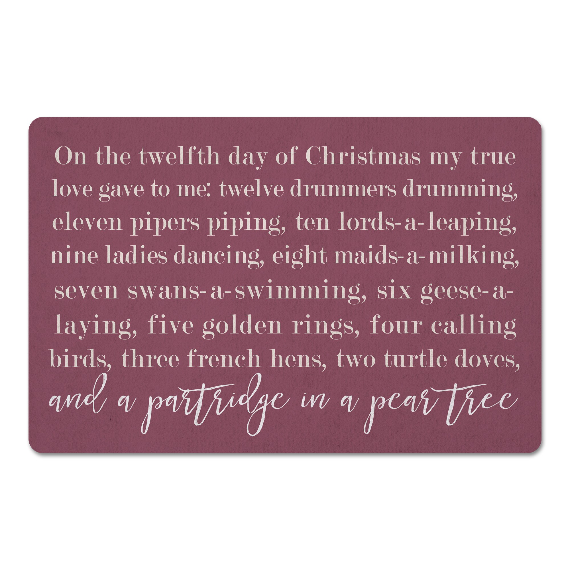 Twelve Days of Christmas 27x18 Floor Mat
