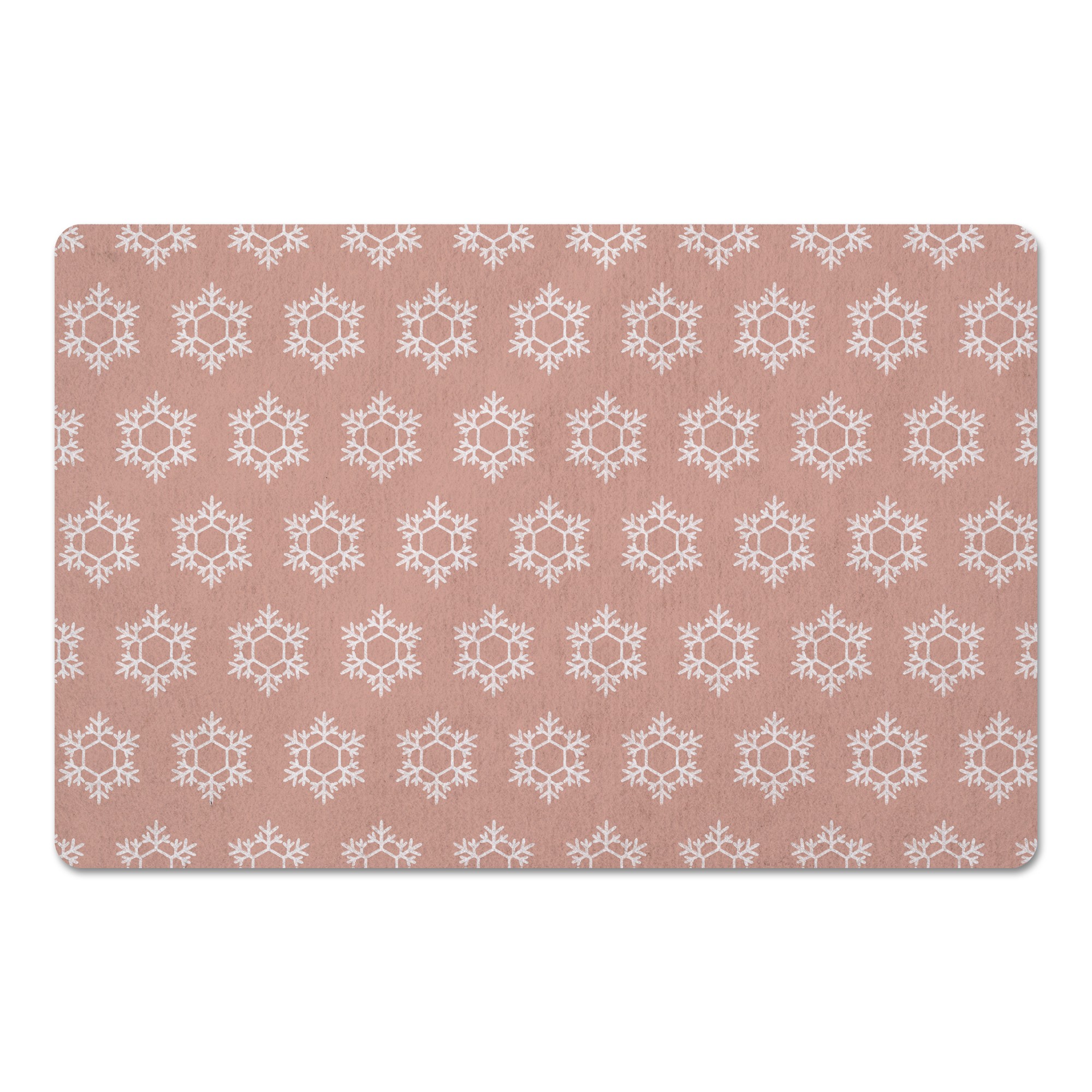 Snowflake Pattern on Blush 27x18 Floor Mat