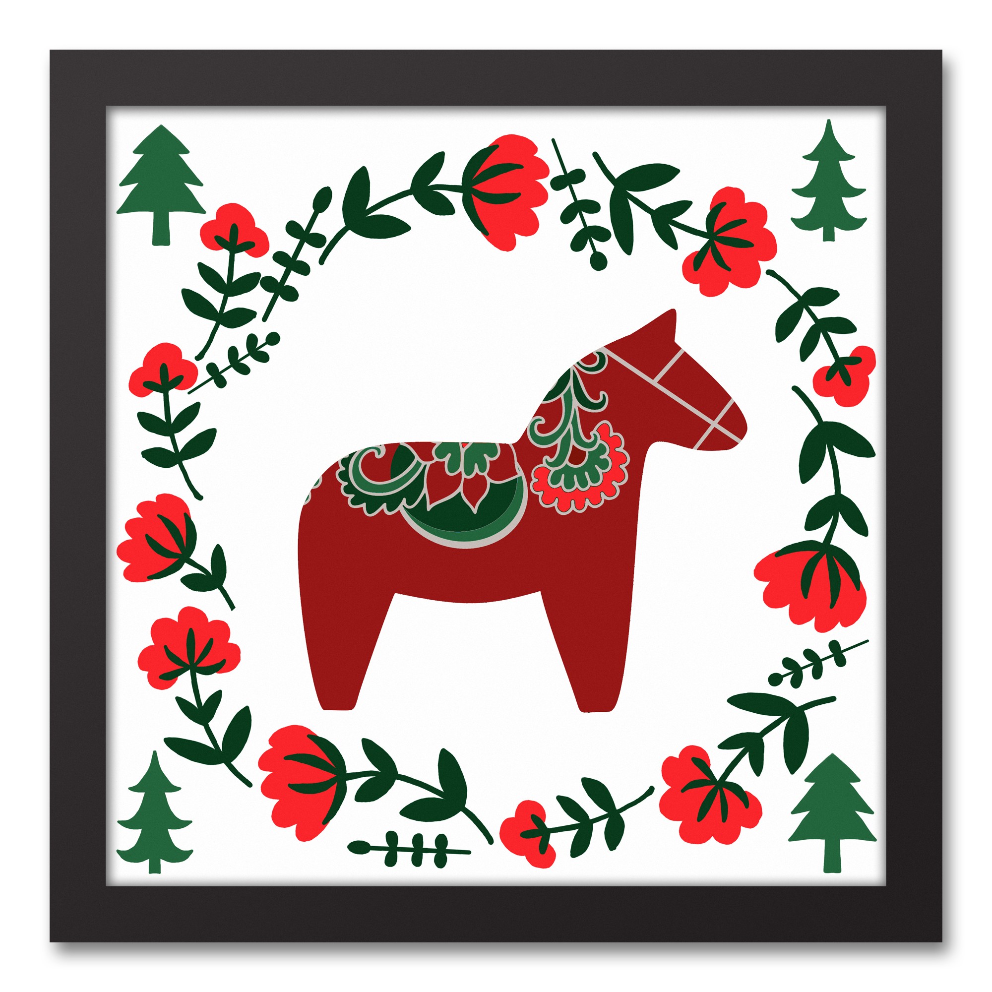 Christmas Donkey 12x12 Black Framed Canvas