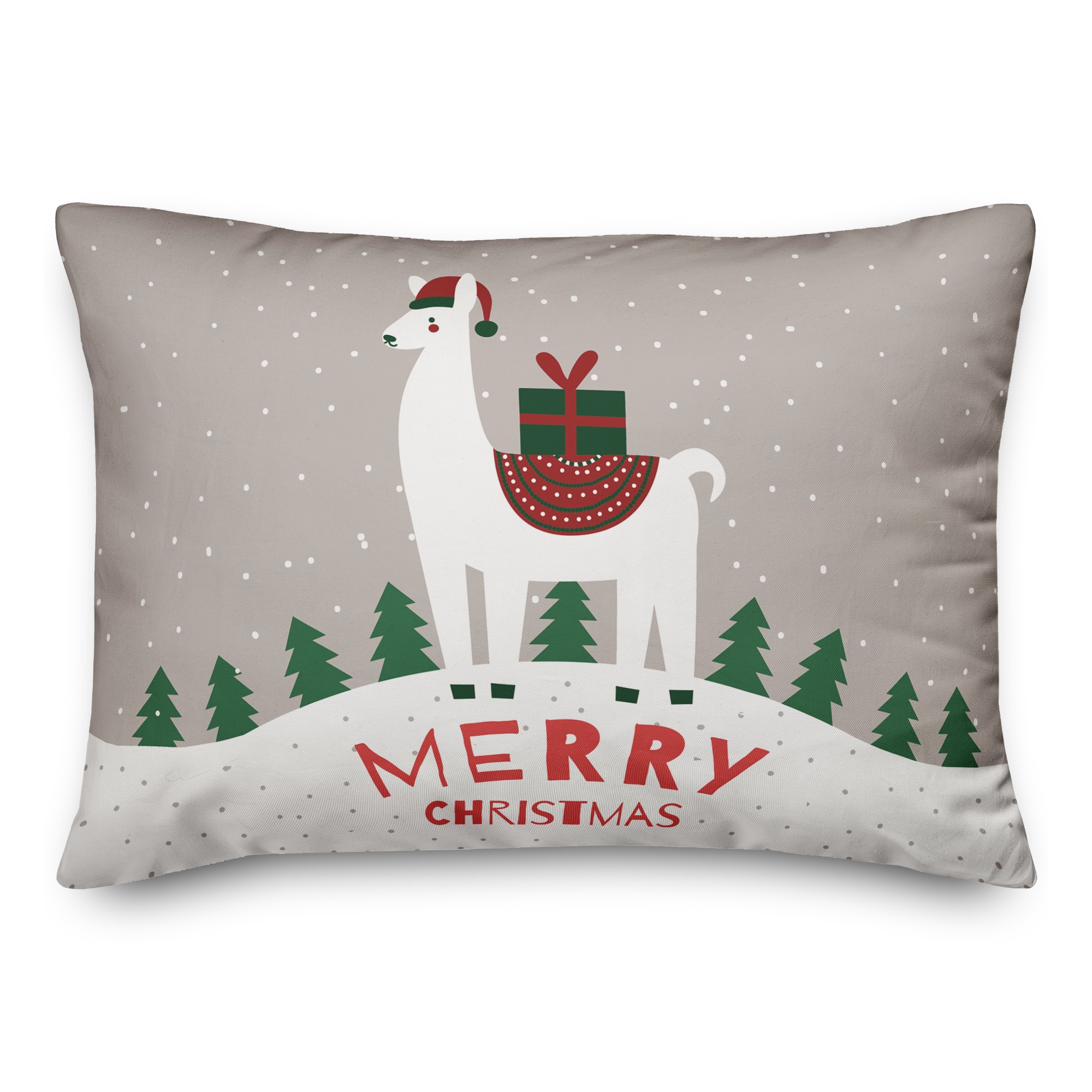 Merry Christmas Llama 14x20 Spun Poly Pillow