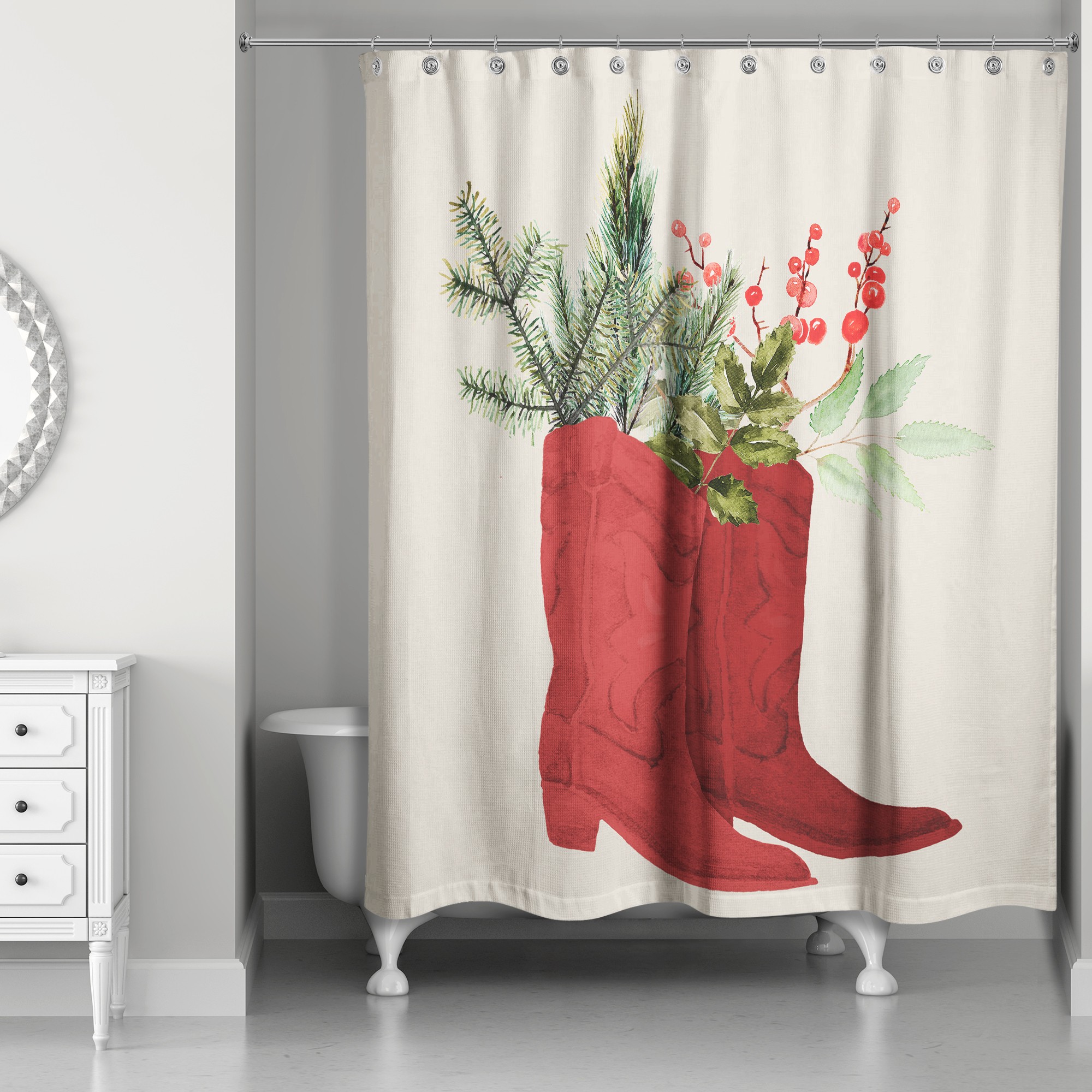 Christmas Boots 71x74 Shower Curtain