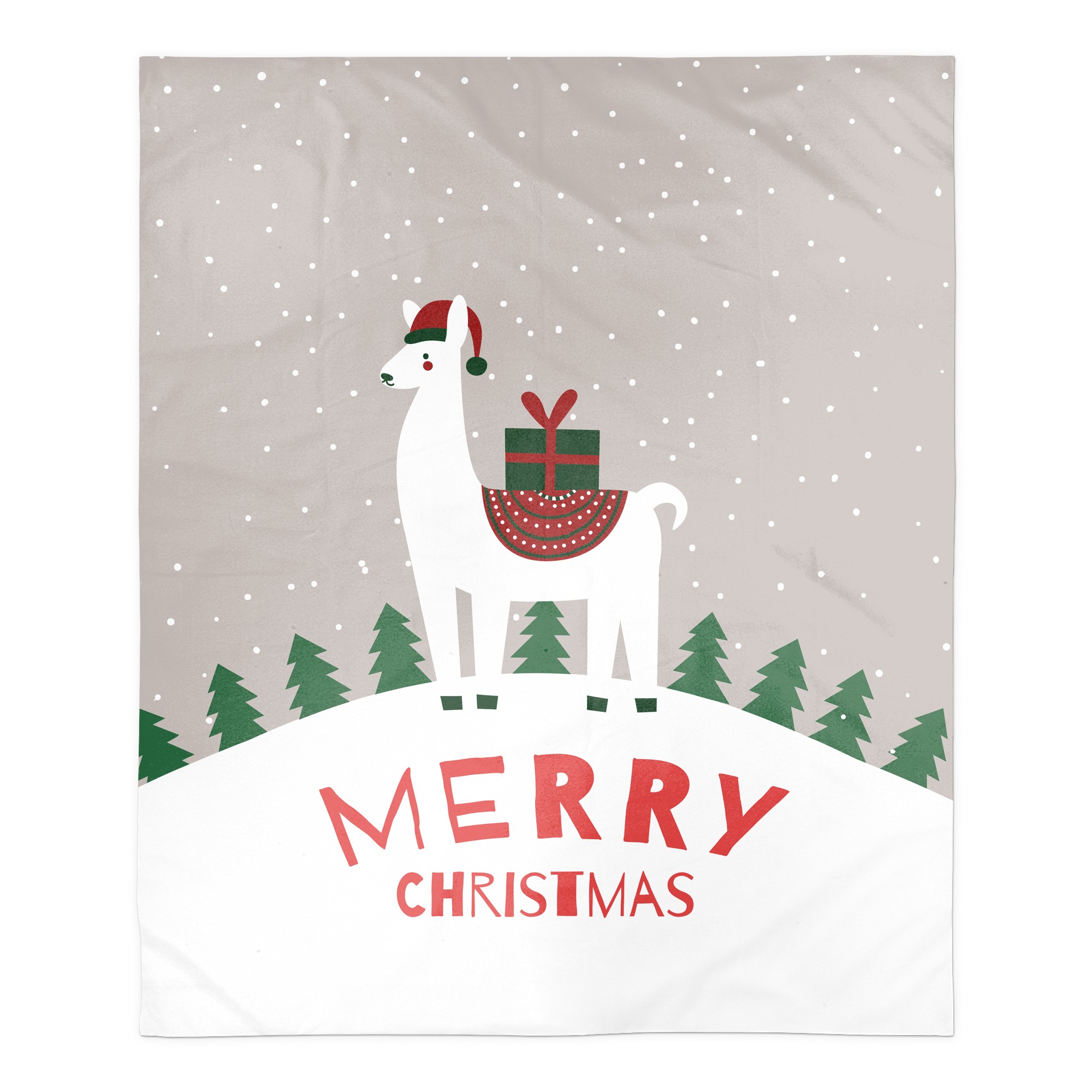 Merry Christmas Llama 50x60 Sherpa Fleece Blanket