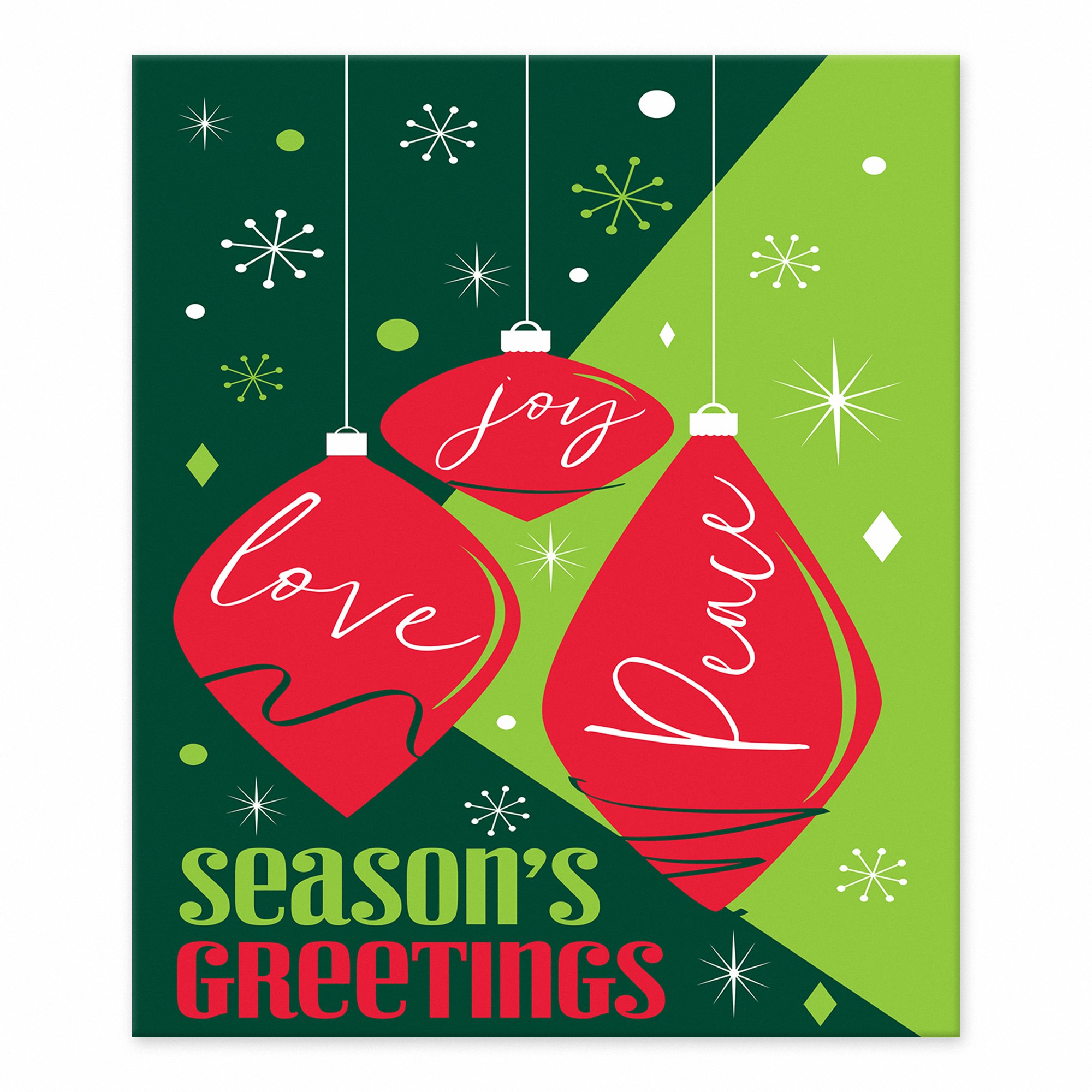 Seasons Greetings Ornaments 10x8 Tabletop Canvas