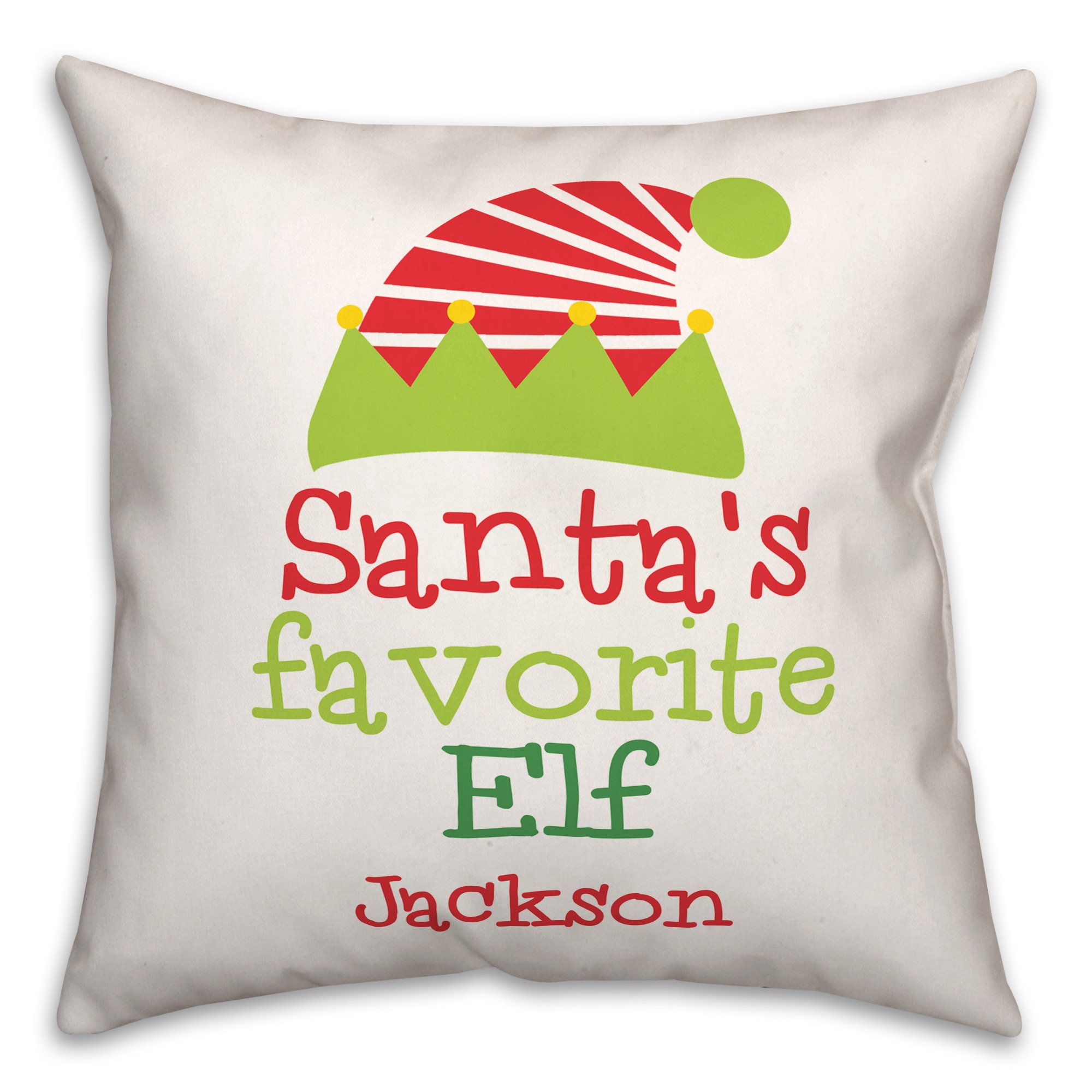 Santa's Favorite Elf 18x18 Personalized Spun Poly Pillow