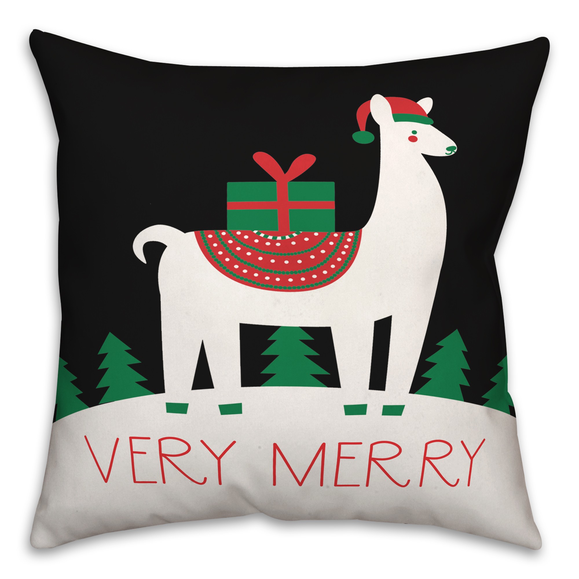 Merry Llama Christmas 18x18 Spun Poly Pillow