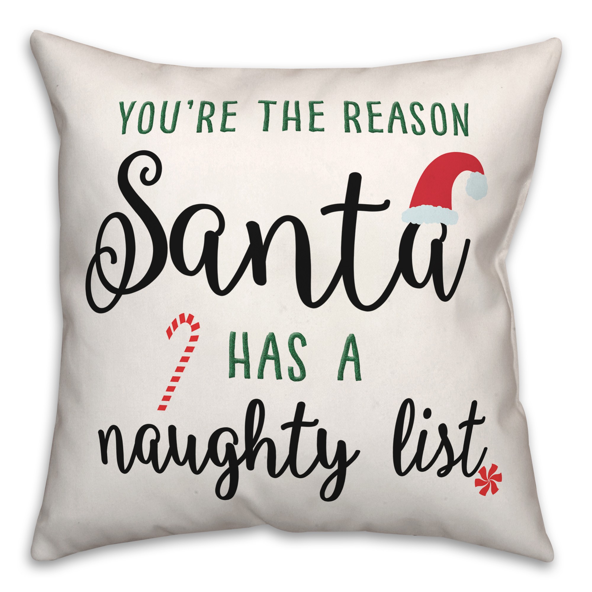 Santa Naughty List 18x18 Spun Poly Pillow