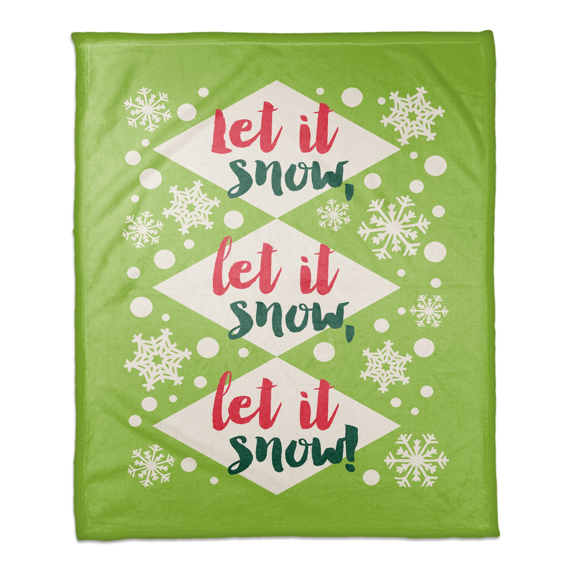 Let it Snow Lime Green 50x60 Coral Fleece Blanket