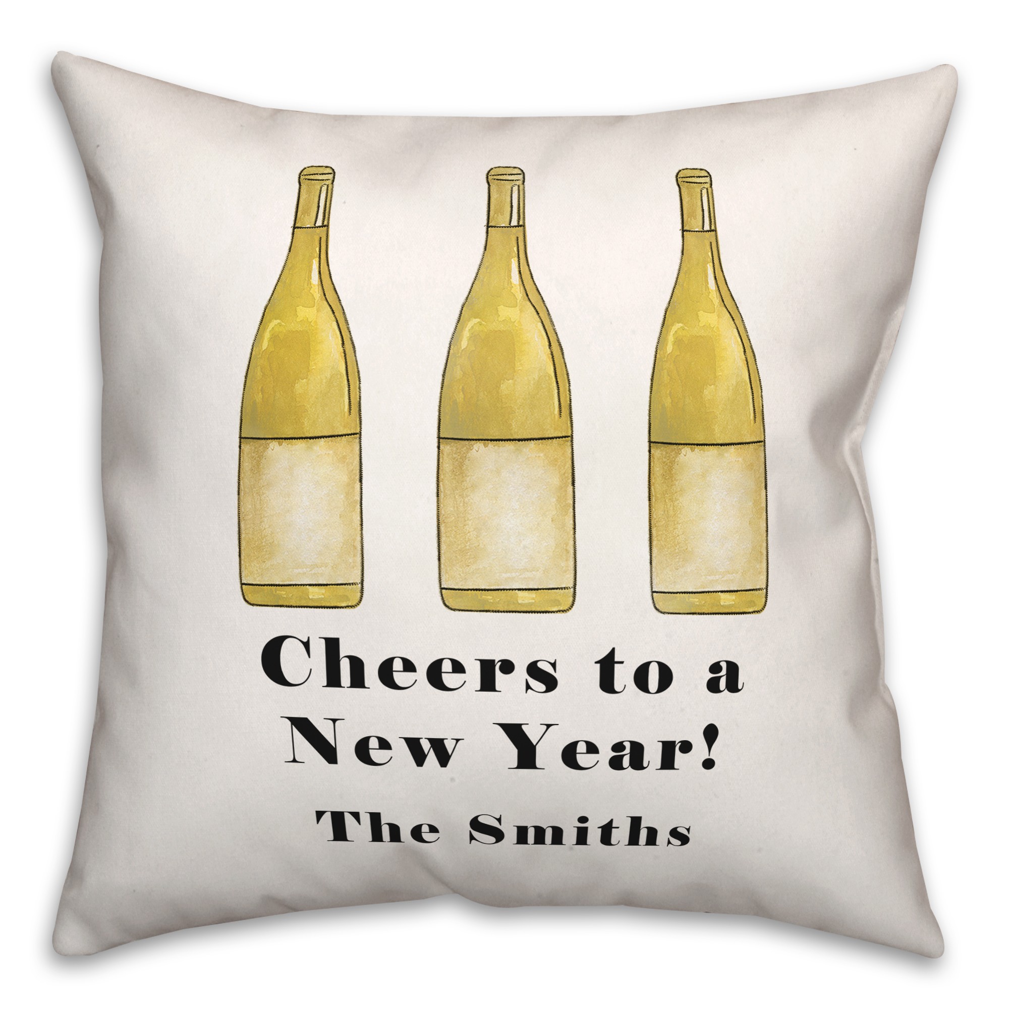 Cheers to a New Year 18x18 Personalized Spun Poly Pillow